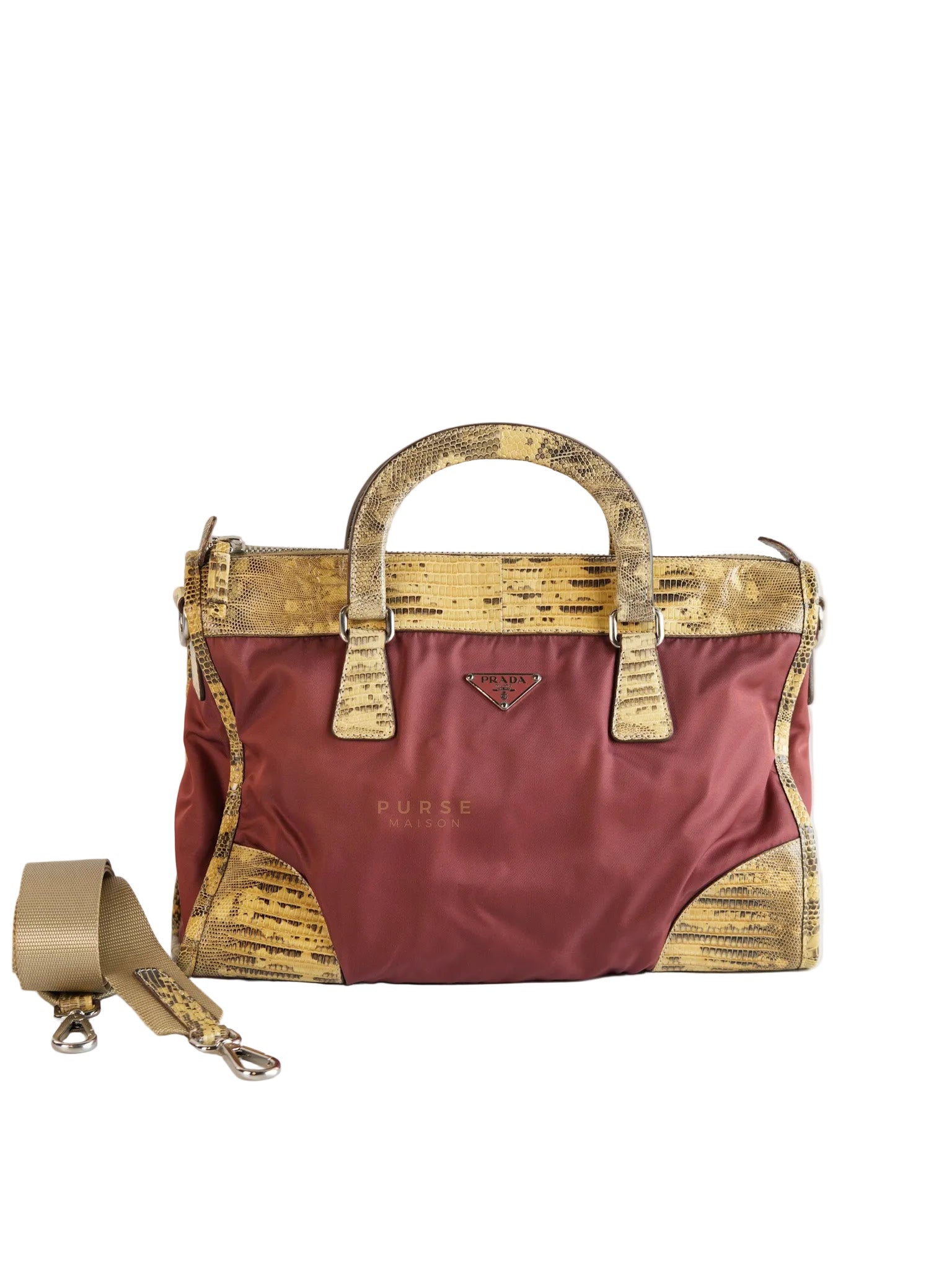 Tessuto Ouverture Large Burgundy Lizard Leather Crossbody Bag | Purse Maison Luxury Bags Shop