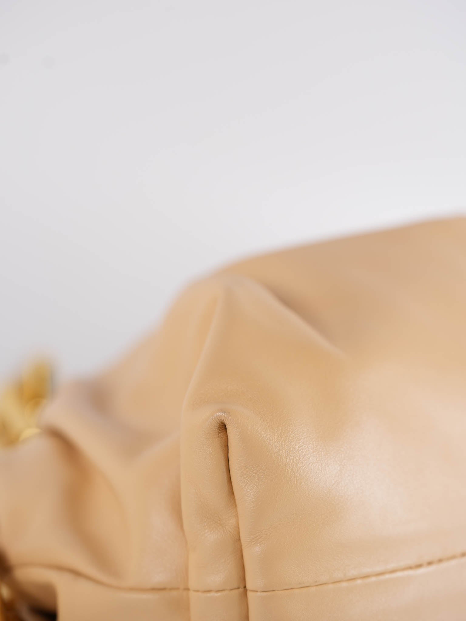 The Chain Pouch Medium in Almond Beige Calfskin Leather | Purse Maison Luxury Bags Shop