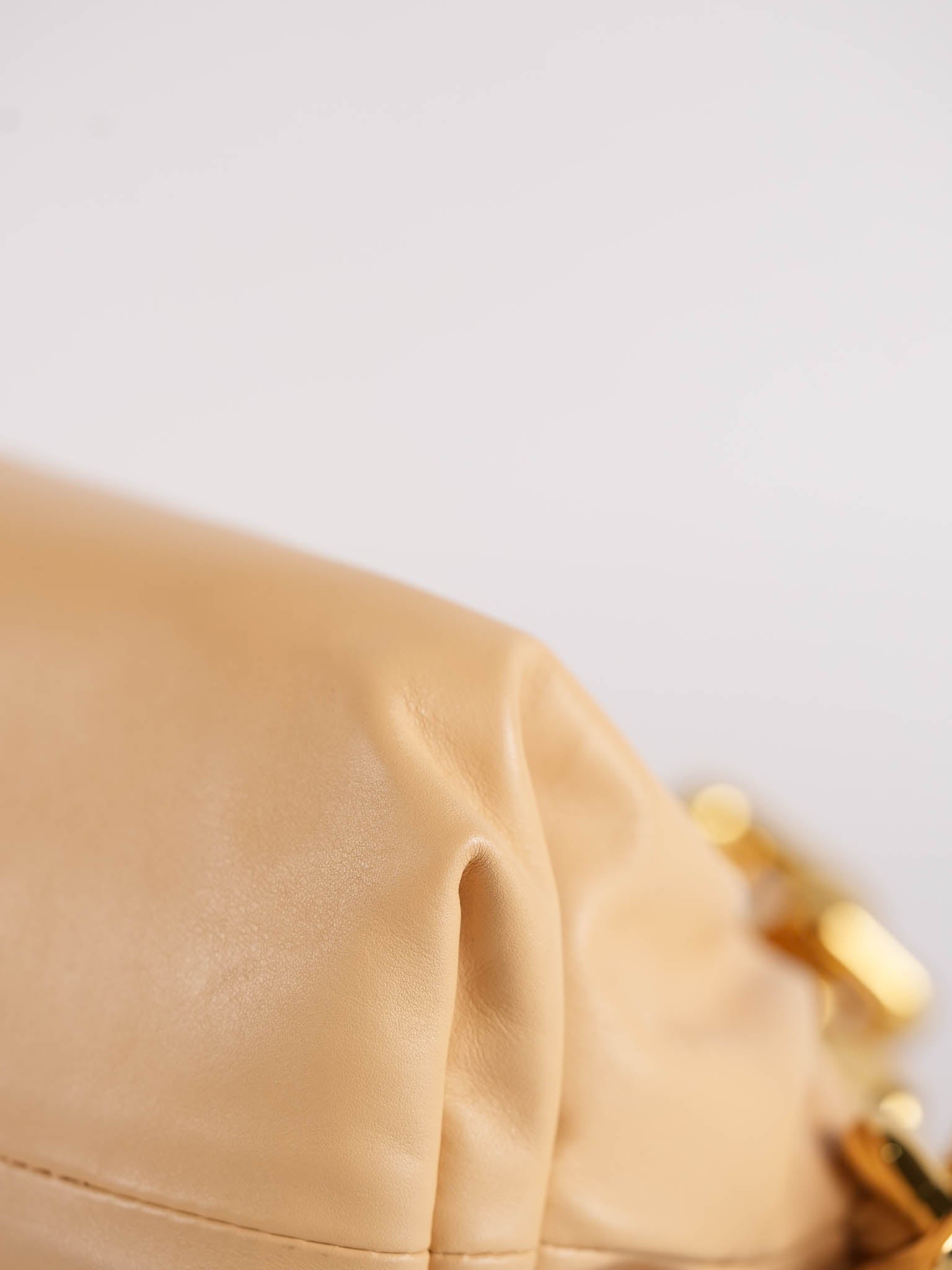 The Chain Pouch Medium in Almond Beige Calfskin Leather | Purse Maison Luxury Bags Shop