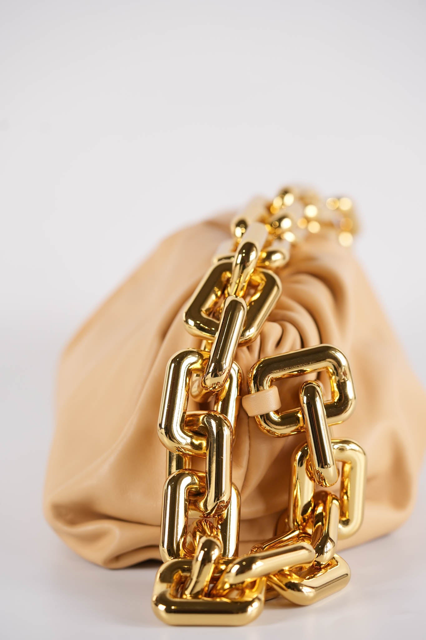 The Chain Pouch Medium in Almond Beige Calfskin Leather | Purse Maison Luxury Bags Shop