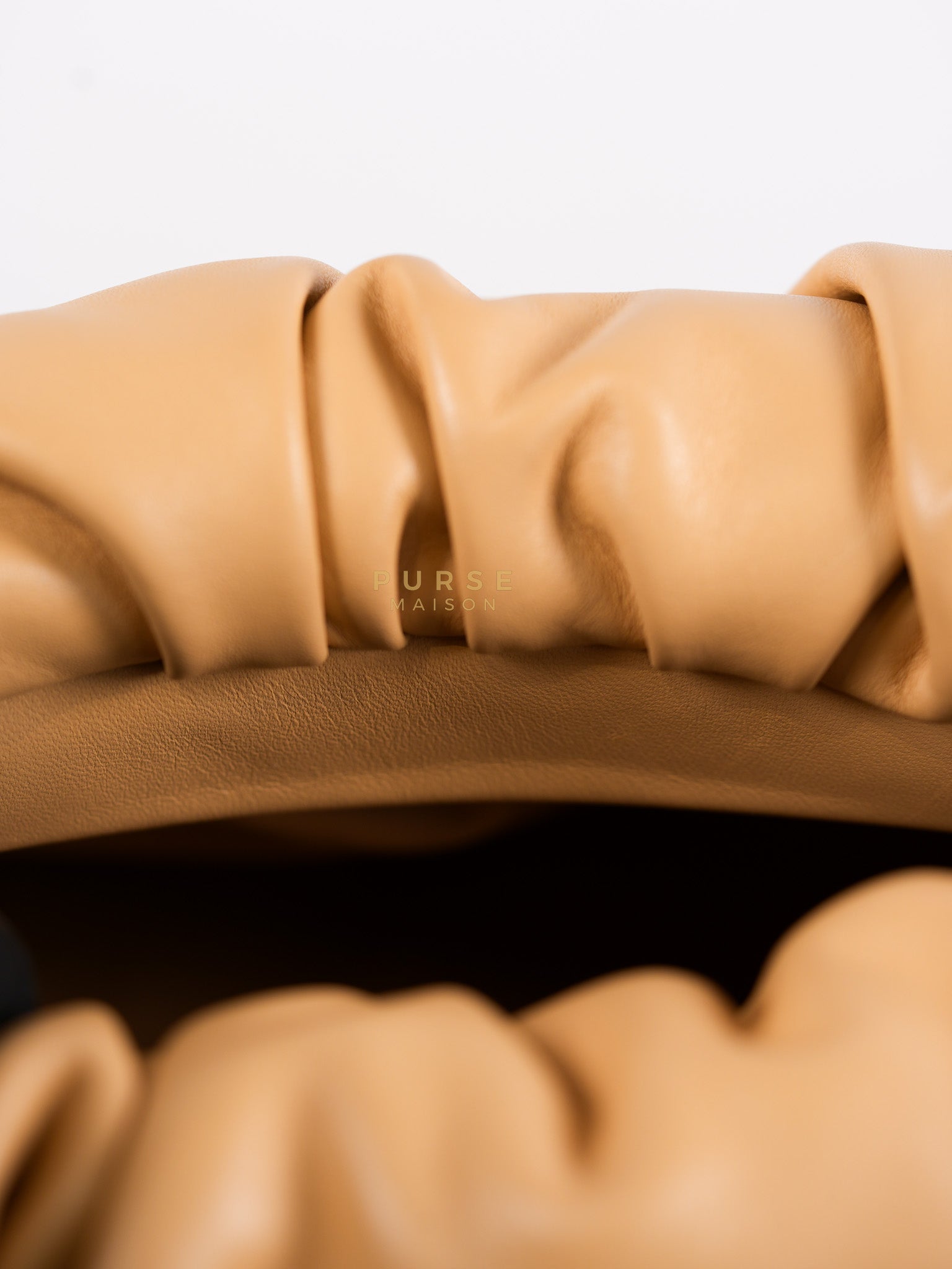 The Chain Pouch Medium in Almond Beige Calfskin Leather | Purse Maison Luxury Bags Shop