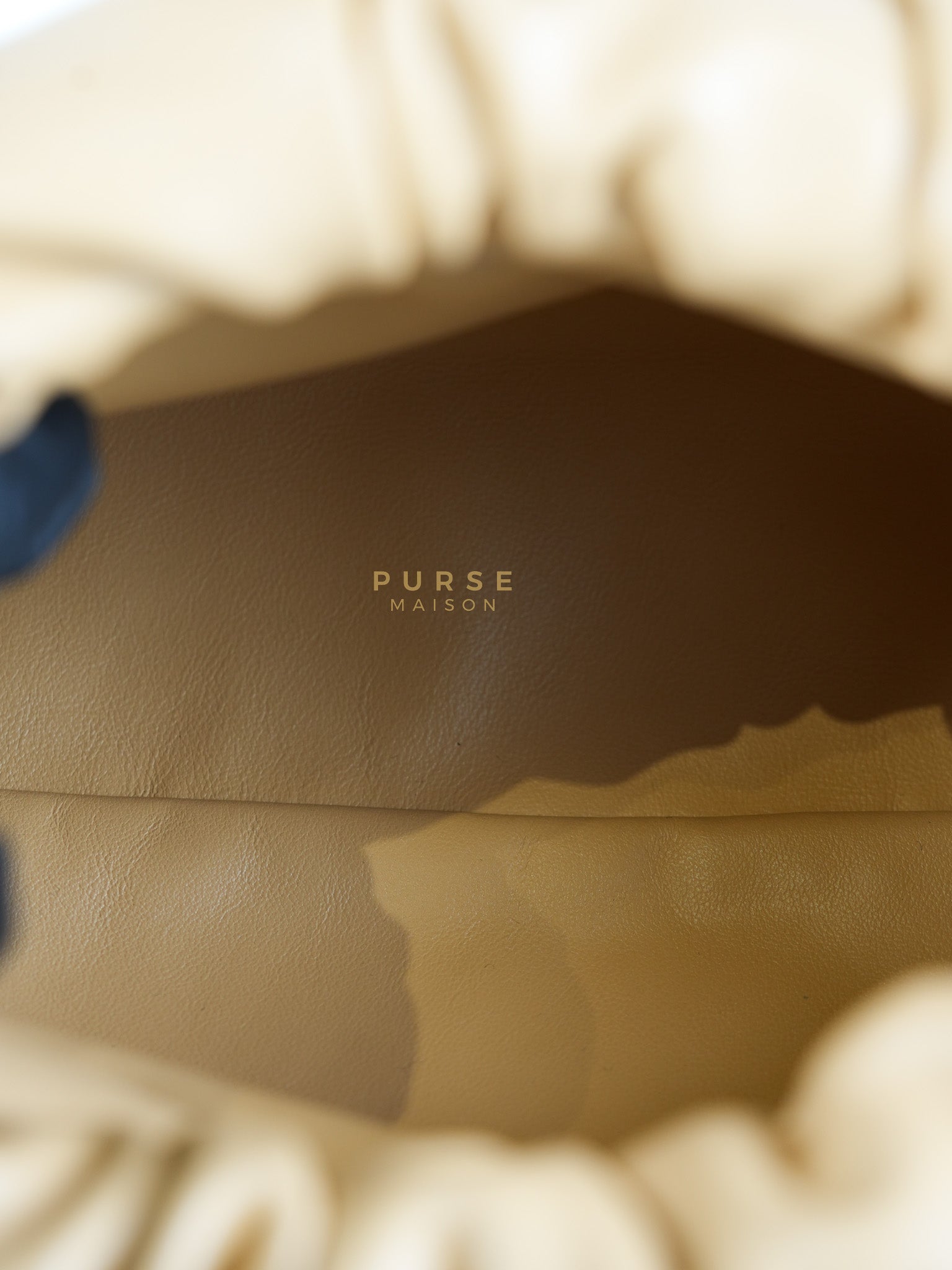 The Chain Pouch Medium in Almond Beige Calfskin Leather | Purse Maison Luxury Bags Shop