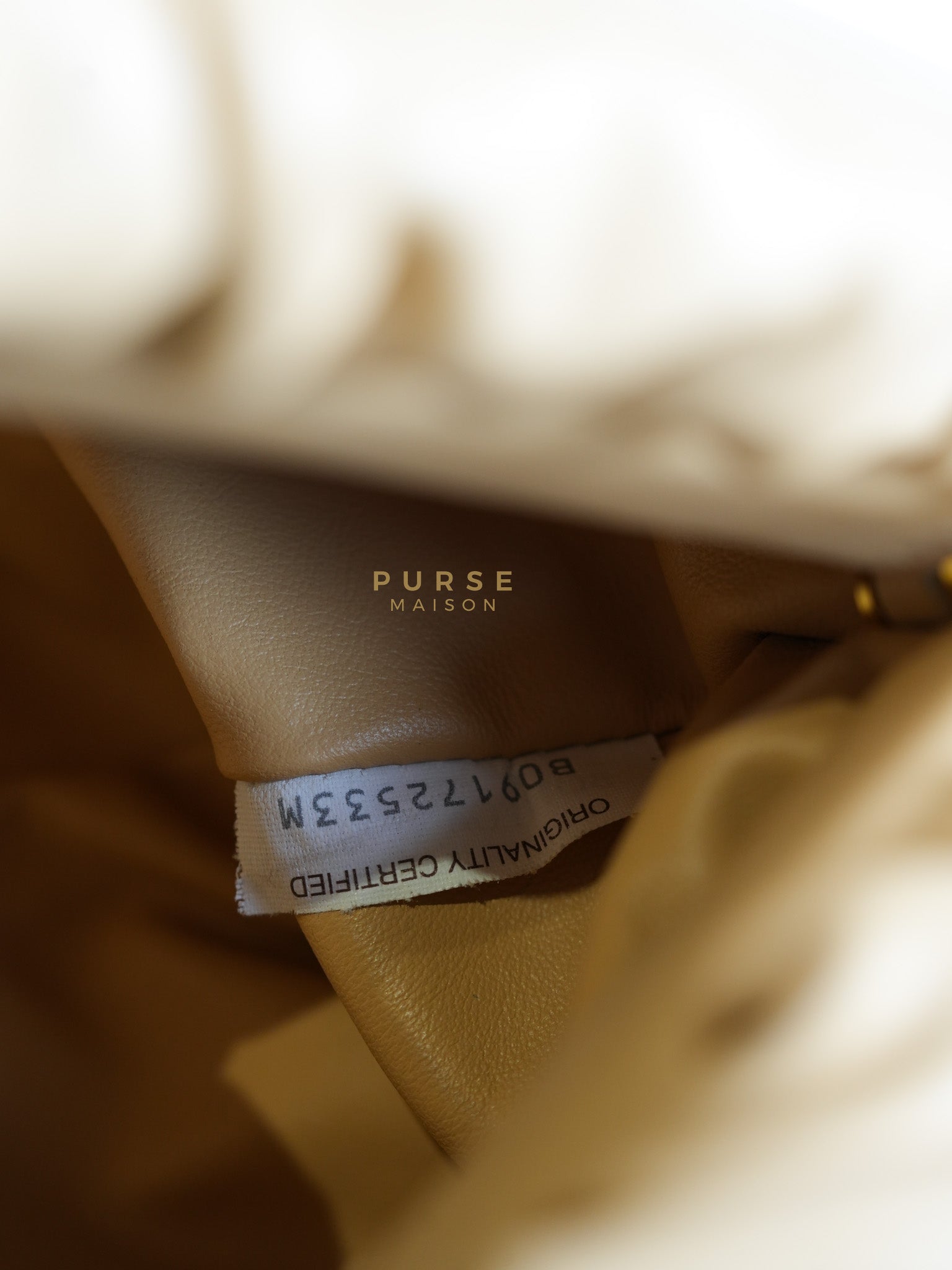 The Chain Pouch Medium in Almond Beige Calfskin Leather | Purse Maison Luxury Bags Shop