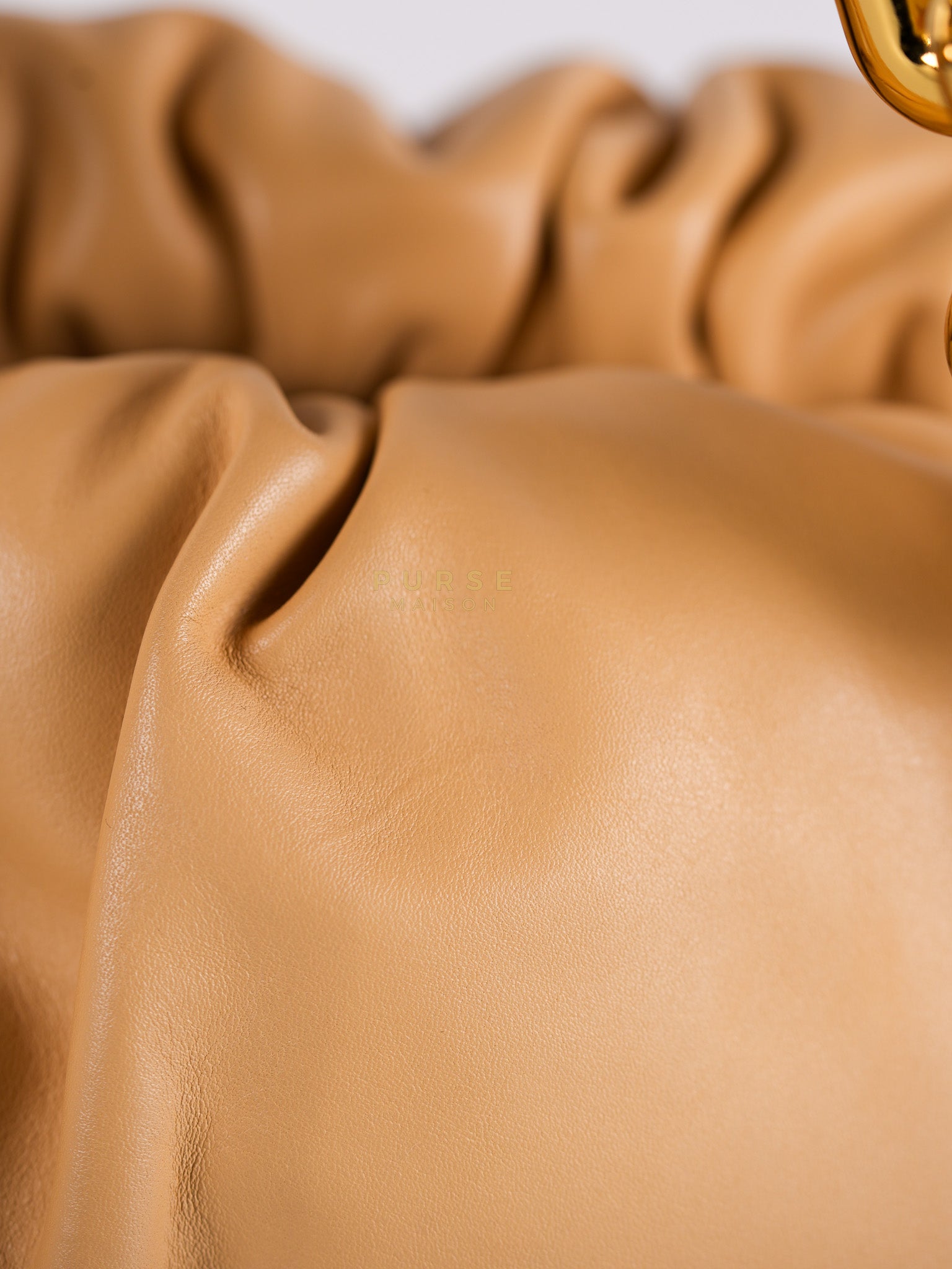 The Chain Pouch Medium in Almond Beige Calfskin Leather | Purse Maison Luxury Bags Shop