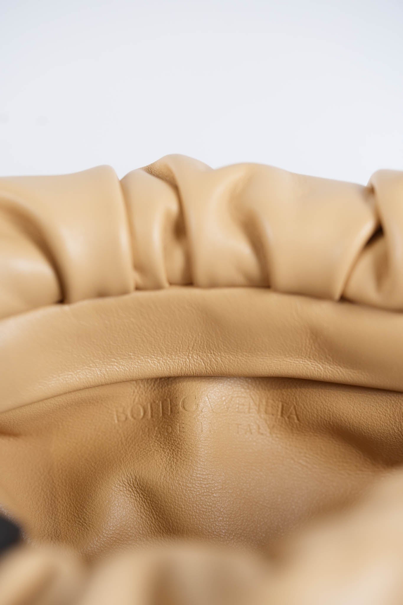 The Chain Pouch Medium in Almond Beige Calfskin Leather | Purse Maison Luxury Bags Shop