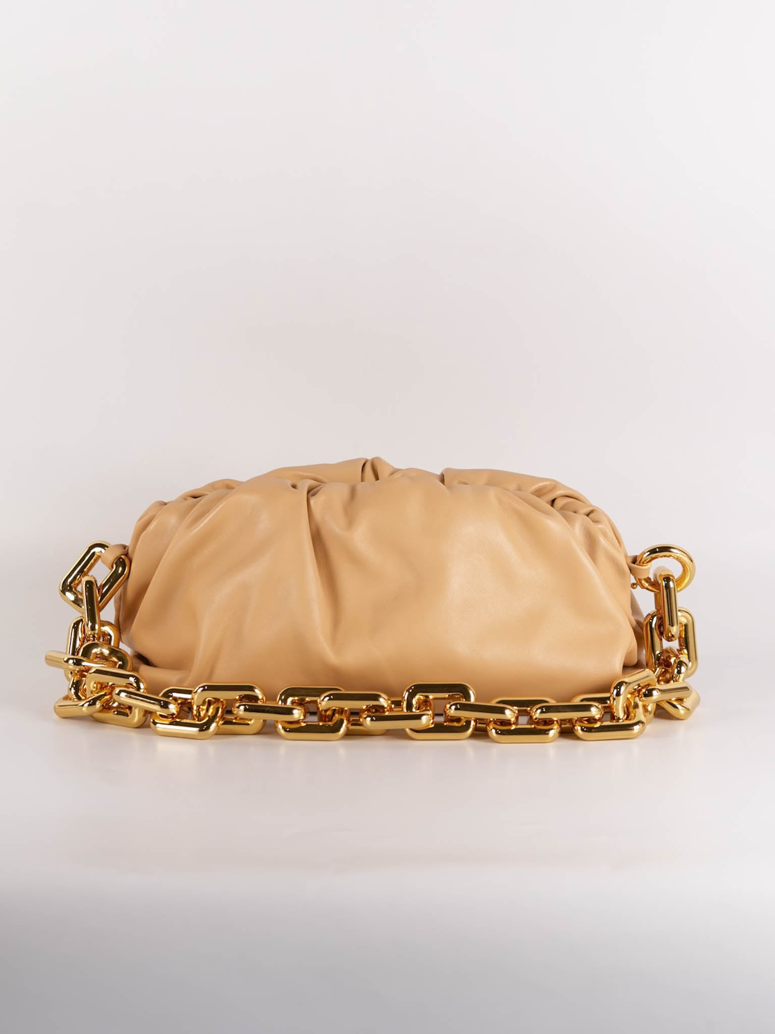 The Chain Pouch Medium in Almond Beige Calfskin Leather | Purse Maison Luxury Bags Shop