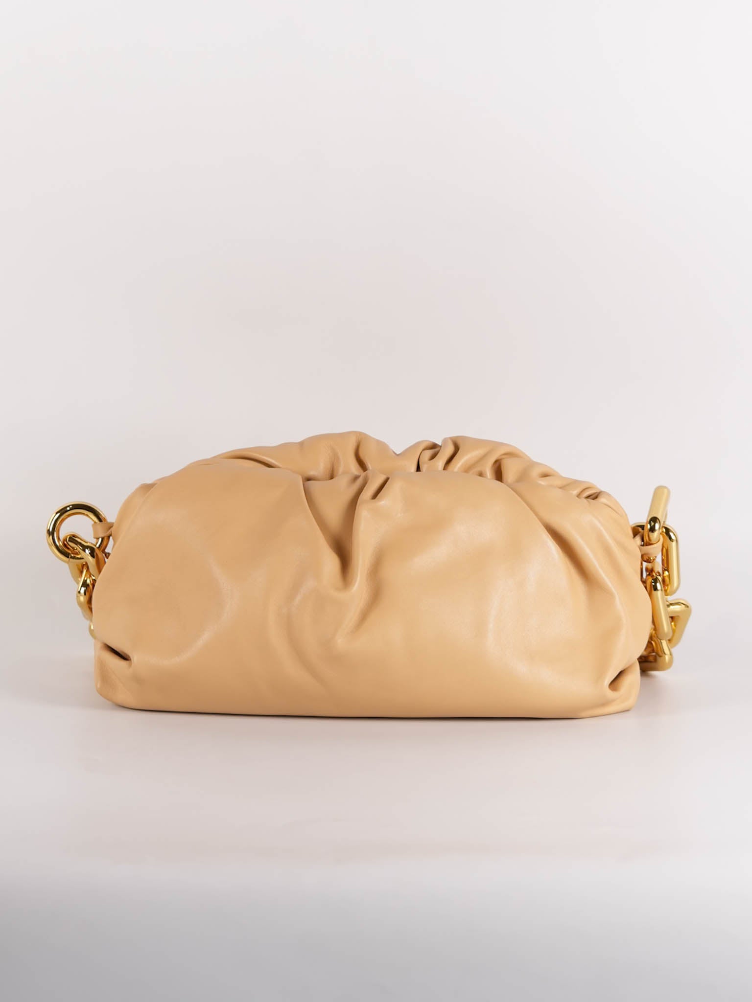 The Chain Pouch Medium in Almond Beige Calfskin Leather | Purse Maison Luxury Bags Shop