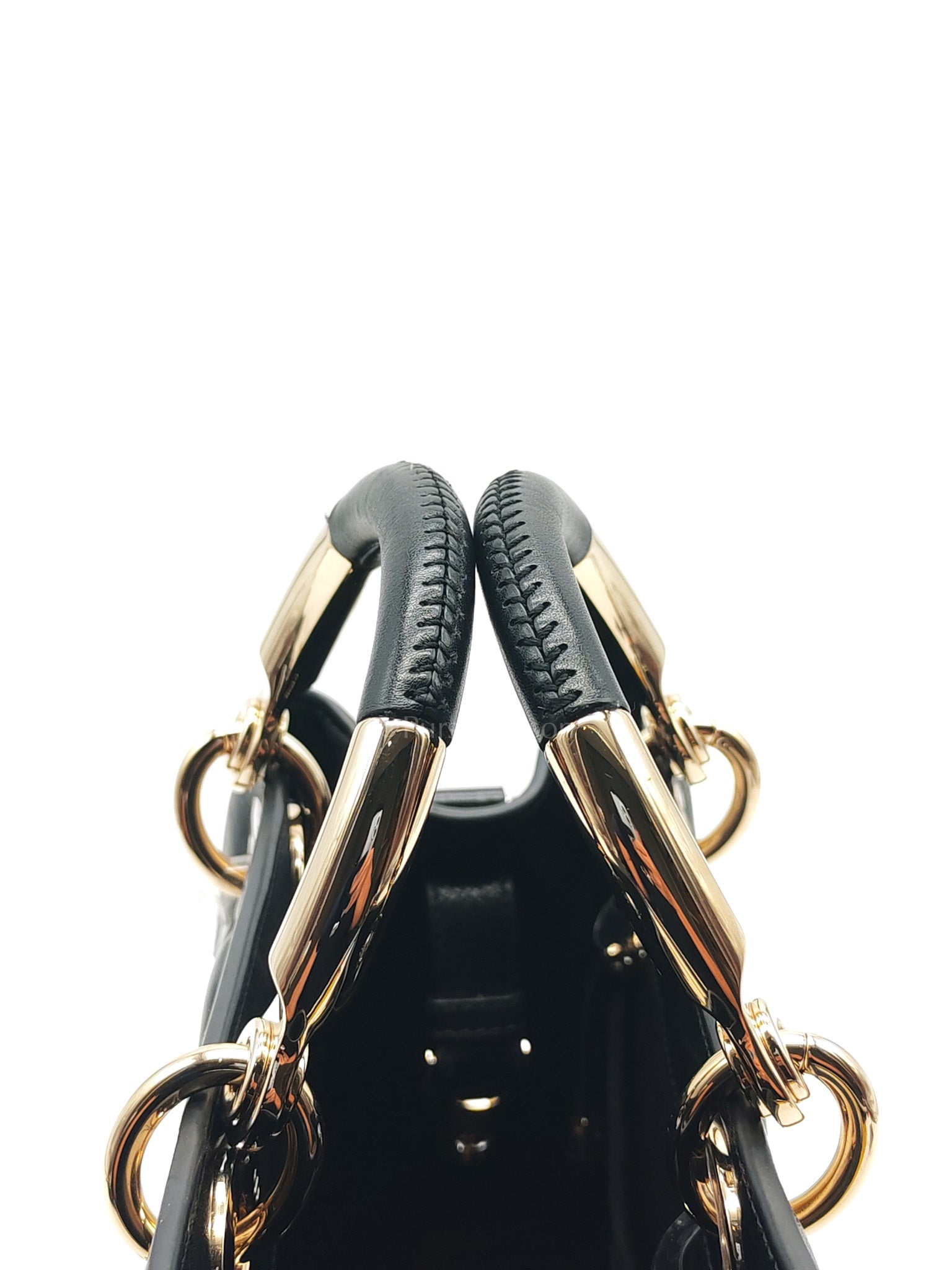 The Lady 95.22 Small Black Calfskin Cannage in Light Gold Hardware | Purse Maison Luxury Bags Shop