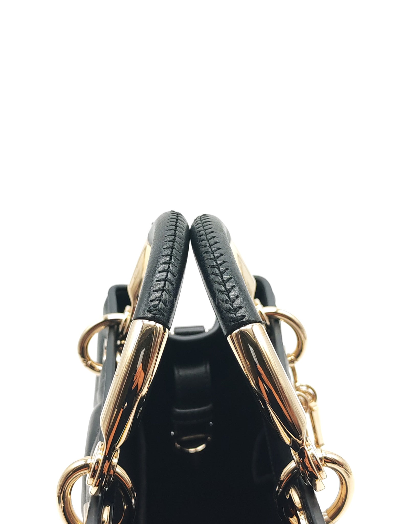 The Lady 95.22 Small Black Calfskin Cannage in Light Gold Hardware | Purse Maison Luxury Bags Shop