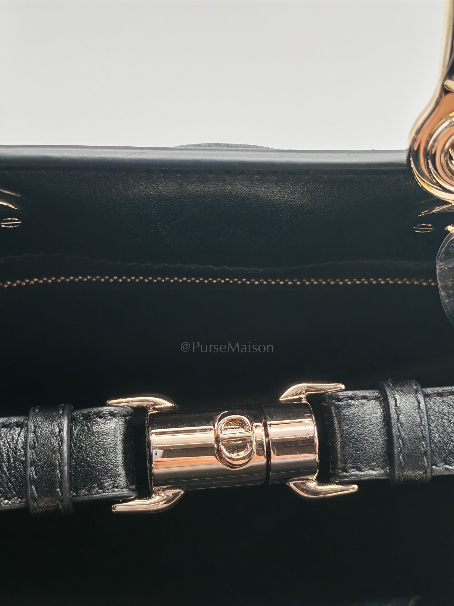 The Lady 95.22 Small Black Calfskin Cannage in Light Gold Hardware | Purse Maison Luxury Bags Shop