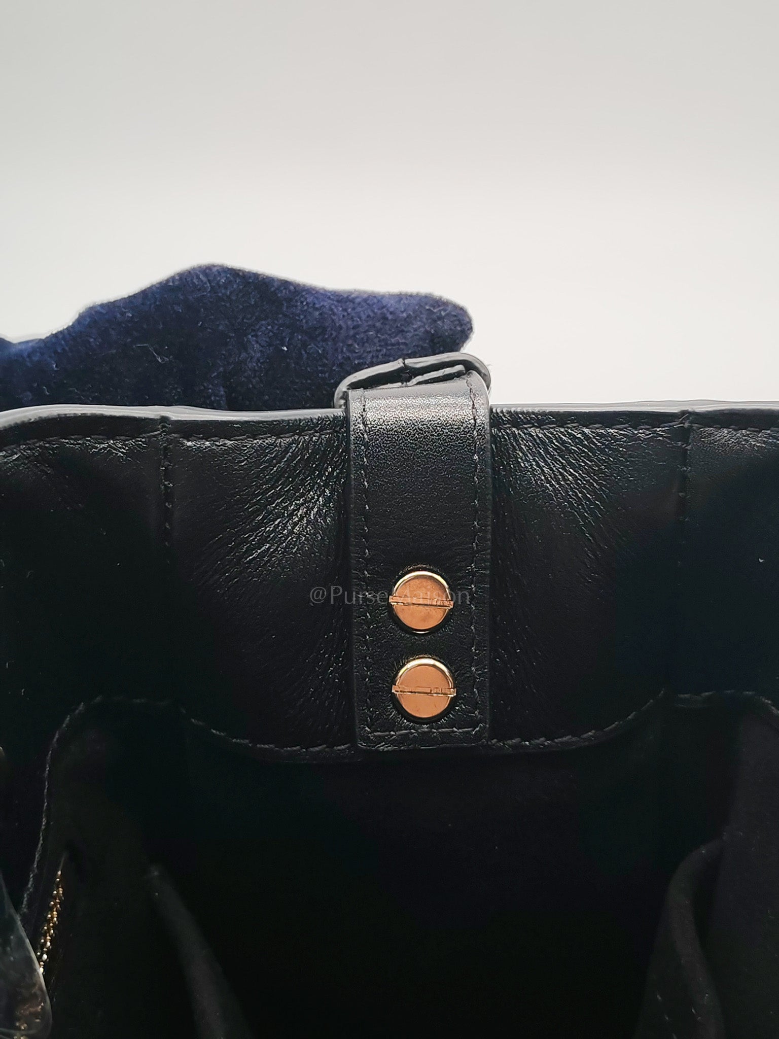 The Lady 95.22 Small Black Calfskin Cannage in Light Gold Hardware | Purse Maison Luxury Bags Shop