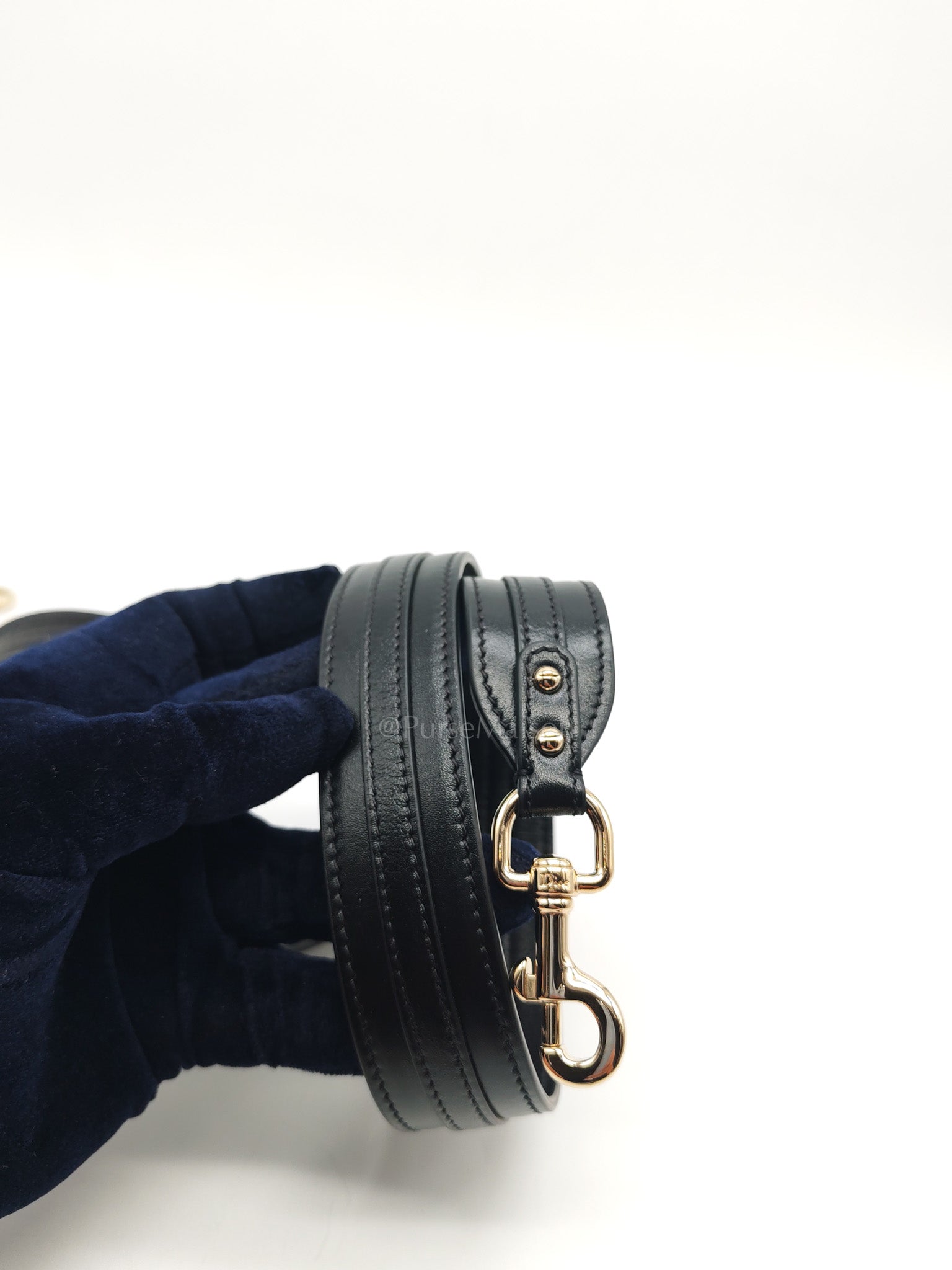 The Lady 95.22 Small Black Calfskin Cannage in Light Gold Hardware | Purse Maison Luxury Bags Shop