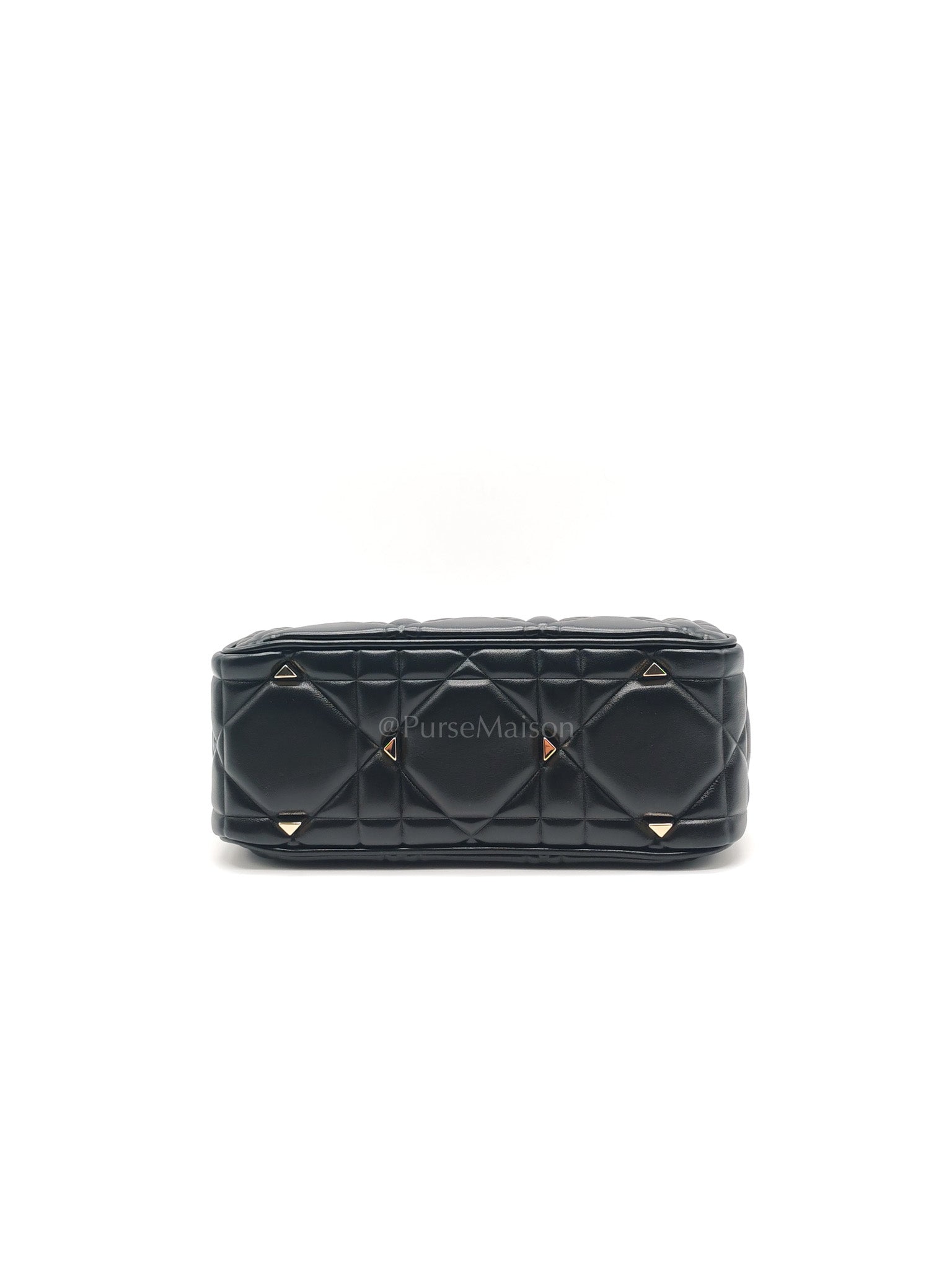 The Lady 95.22 Small Black Calfskin Cannage in Light Gold Hardware | Purse Maison Luxury Bags Shop