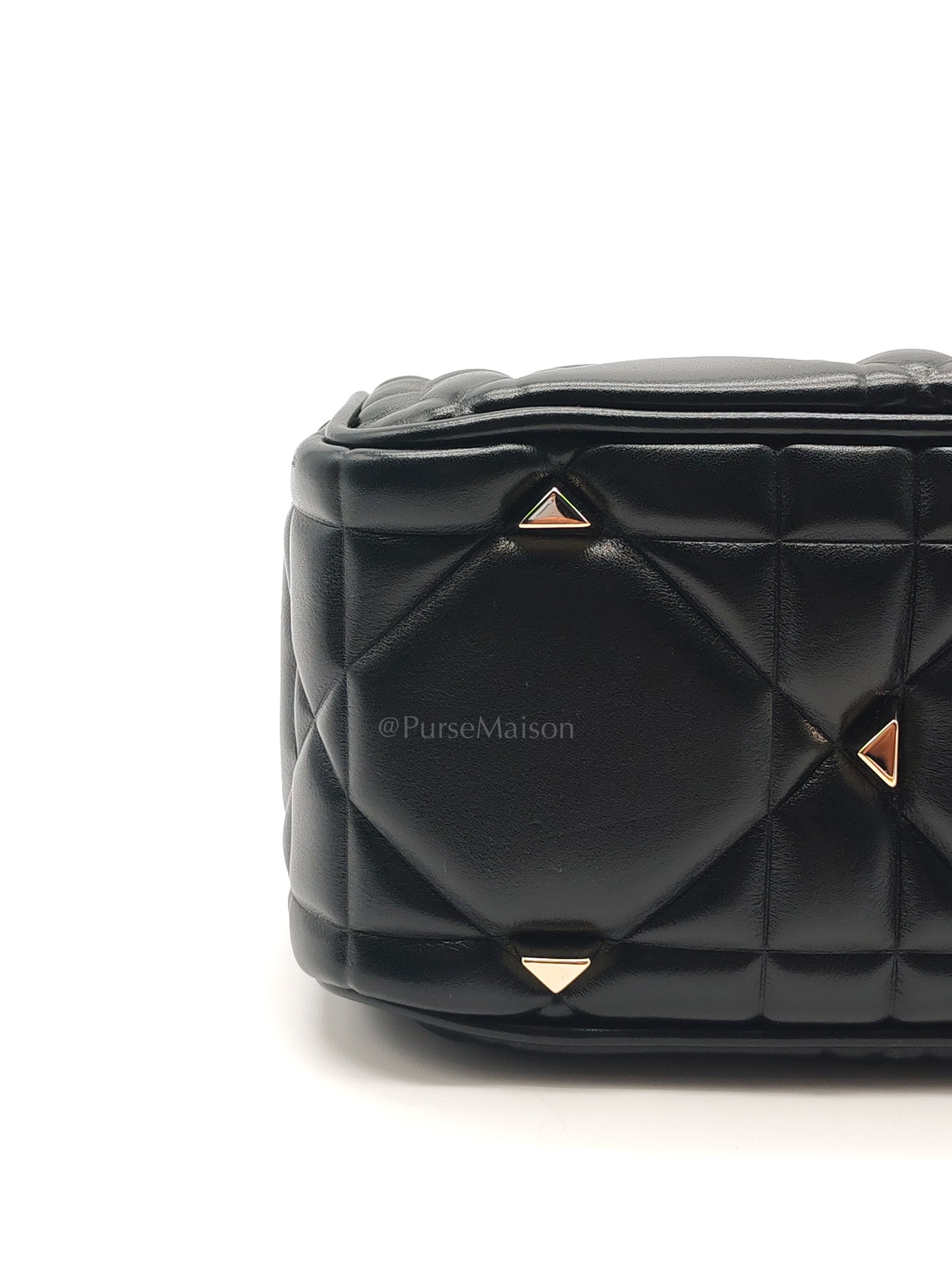 The Lady 95.22 Small Black Calfskin Cannage in Light Gold Hardware | Purse Maison Luxury Bags Shop