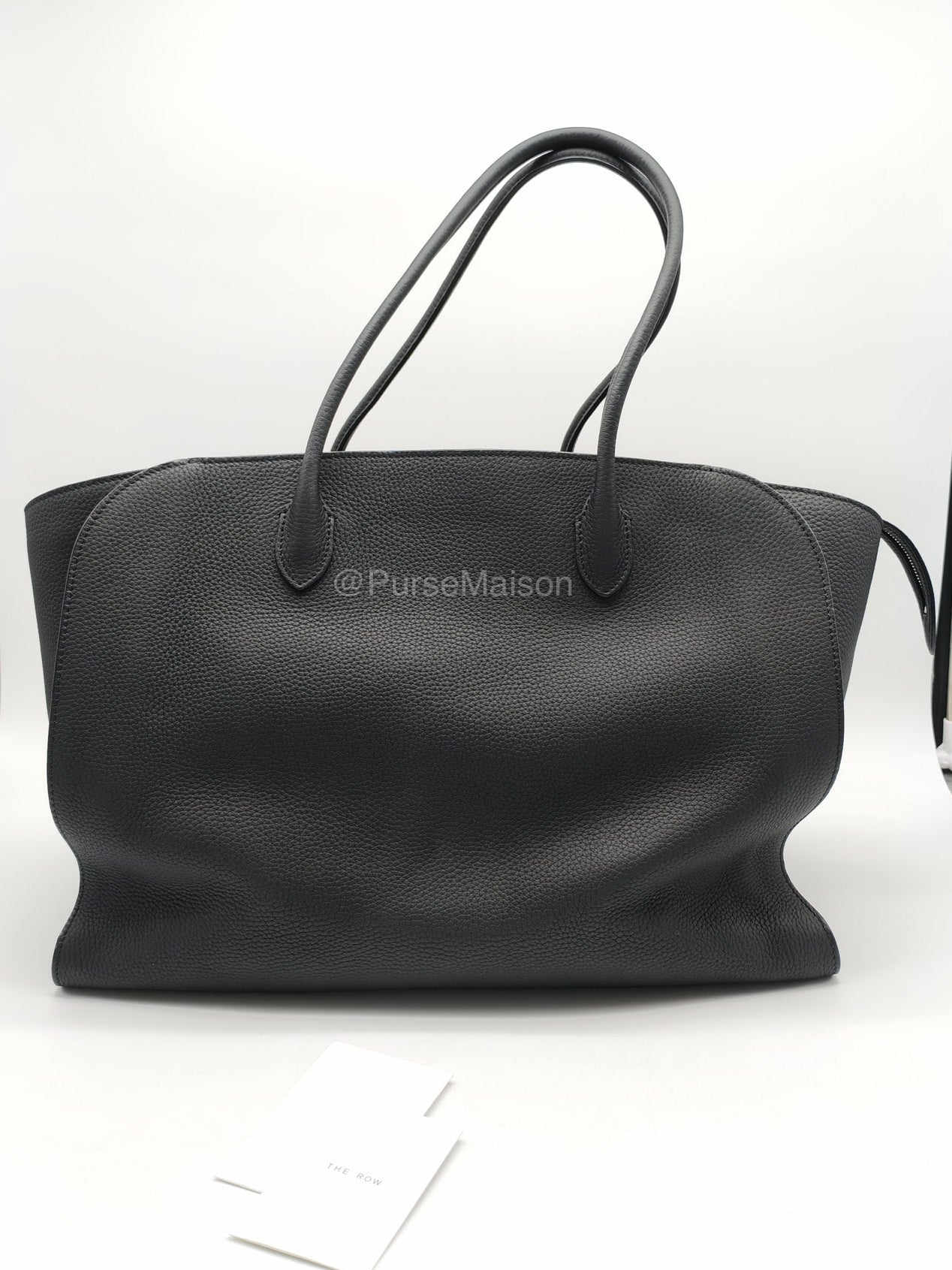 The Row Marlo 17 Tote Bag in Black Grained Calfskin Leather | Purse Maison Luxury Bags Shop