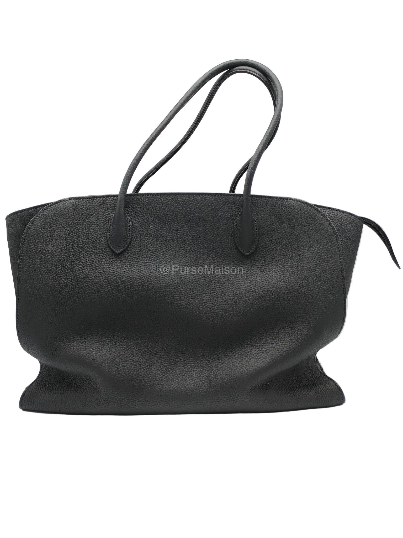 The Row Marlo 17 Tote Bag in Black Grained Calfskin Leather