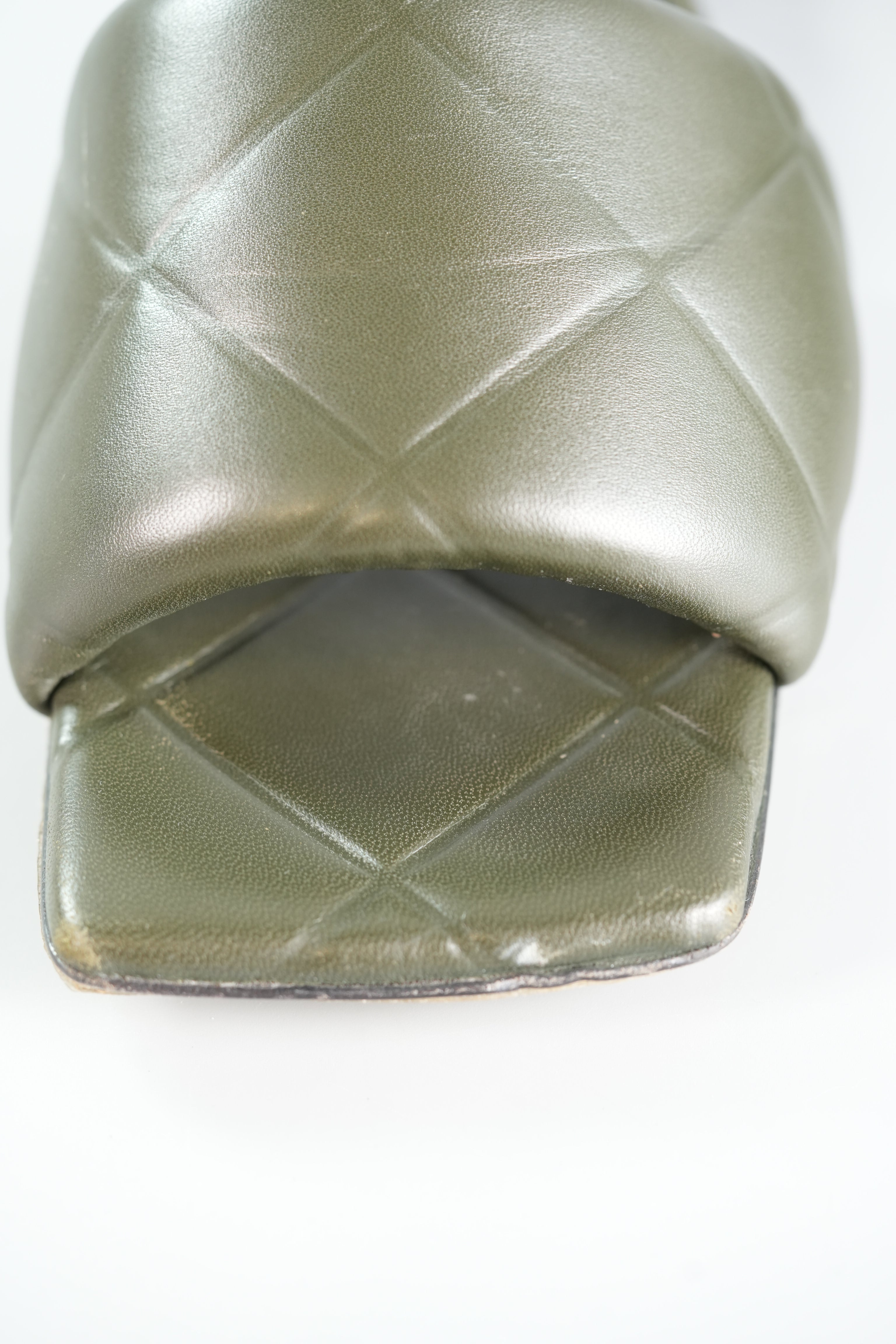 The Rubber Libo Quilted Embossed Army Green Sandals Size 39 (26cm) | Purse Maison Luxury Bags Shop
