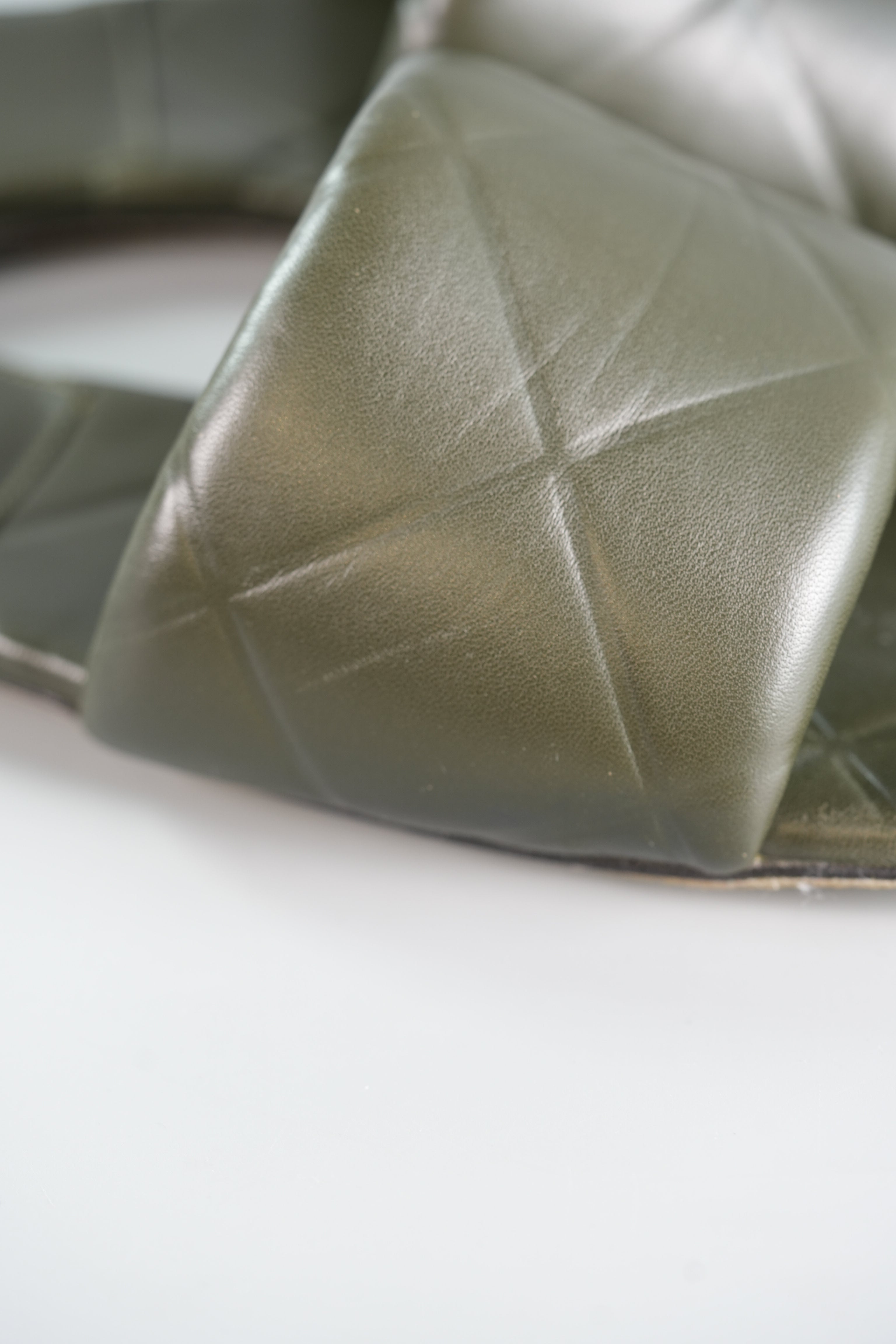 The Rubber Libo Quilted Embossed Army Green Sandals Size 39 (26cm) | Purse Maison Luxury Bags Shop