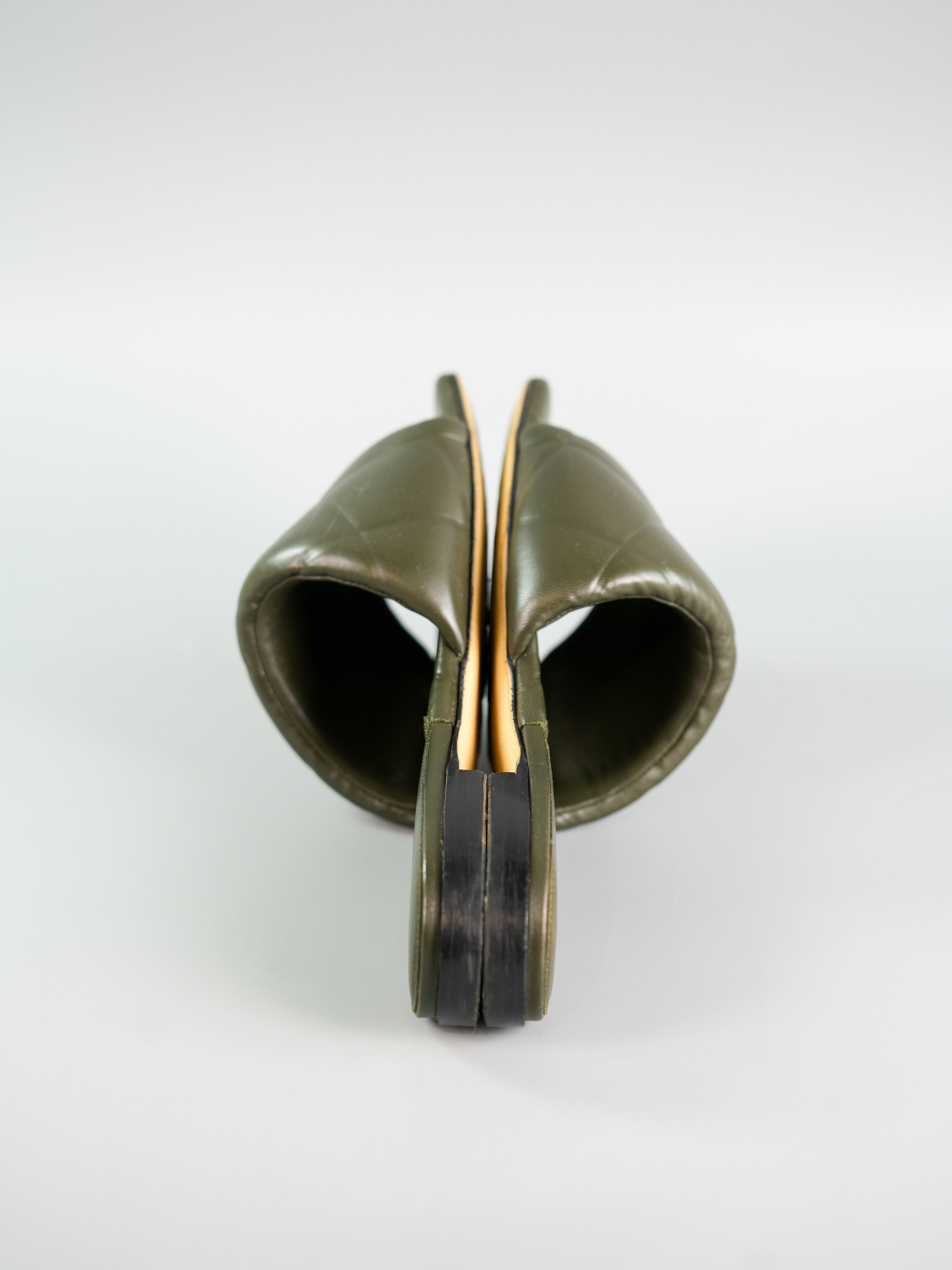 The Rubber Libo Quilted Embossed Army Green Sandals Size 39 (26cm) | Purse Maison Luxury Bags Shop