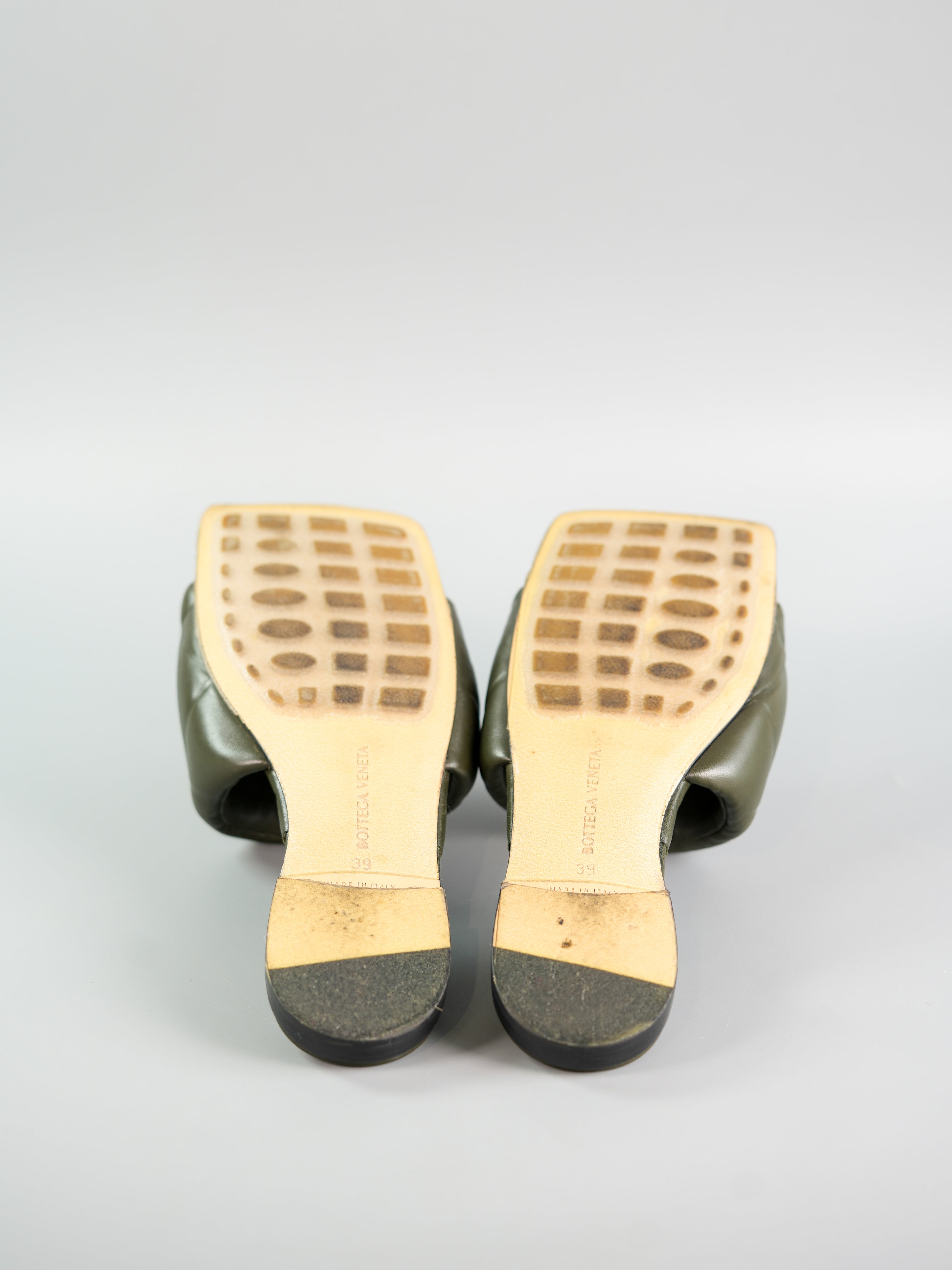 The Rubber Libo Quilted Embossed Army Green Sandals Size 39 (26cm) | Purse Maison Luxury Bags Shop