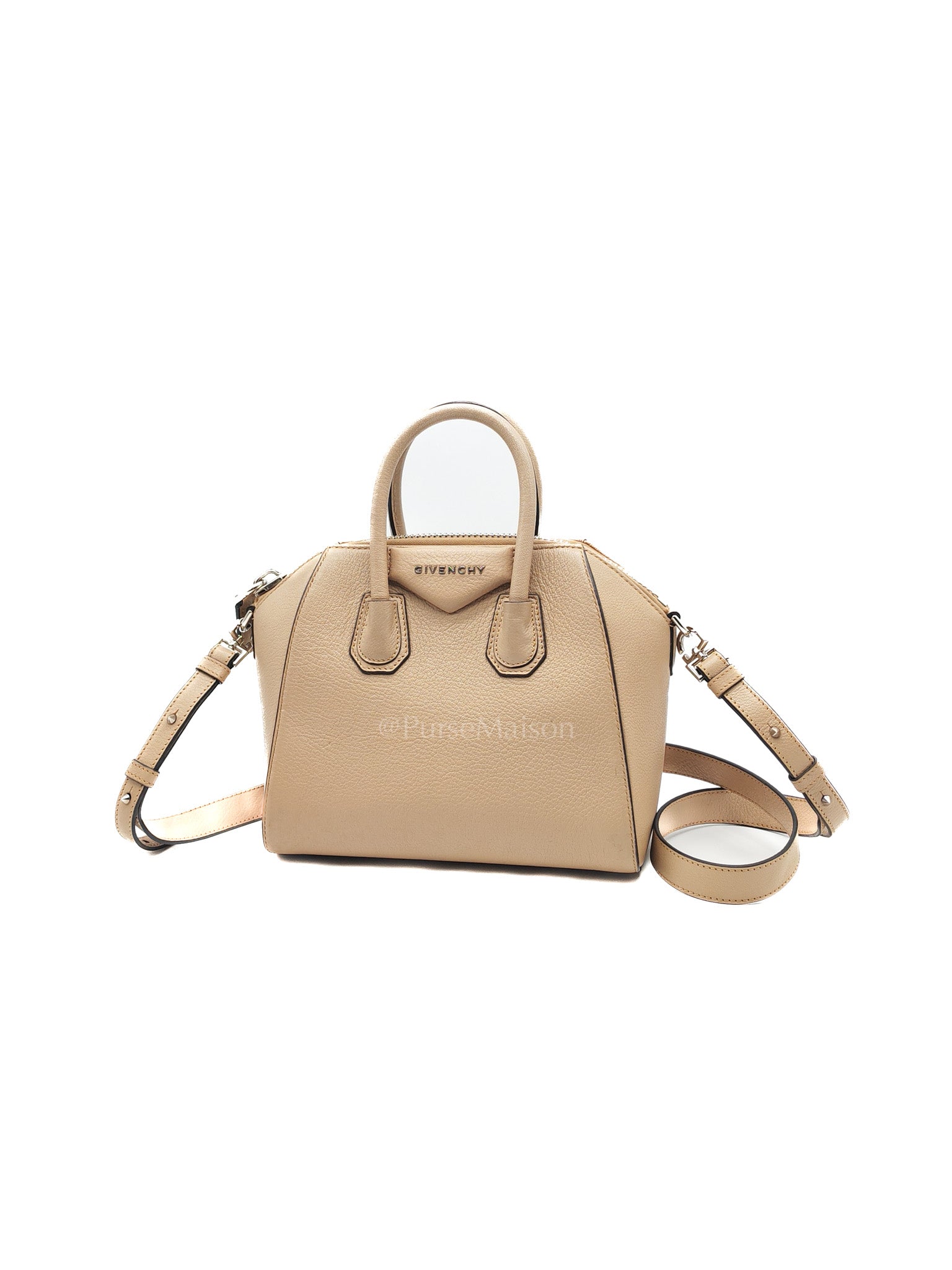 Antigona Mini In Nude Goatskin Leather & Silver Hardware