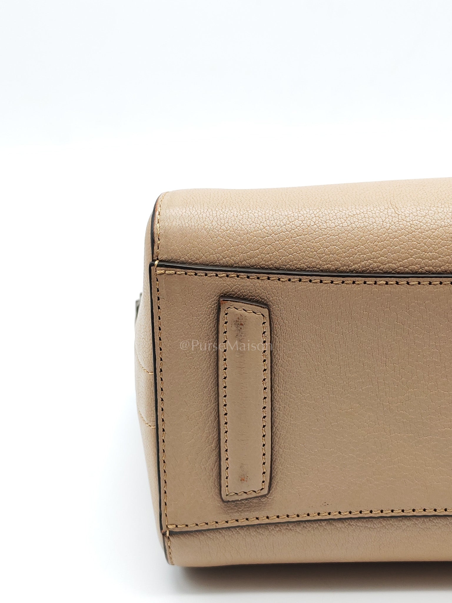 Antigona Mini In Nude Goatskin Leather & Silver Hardware