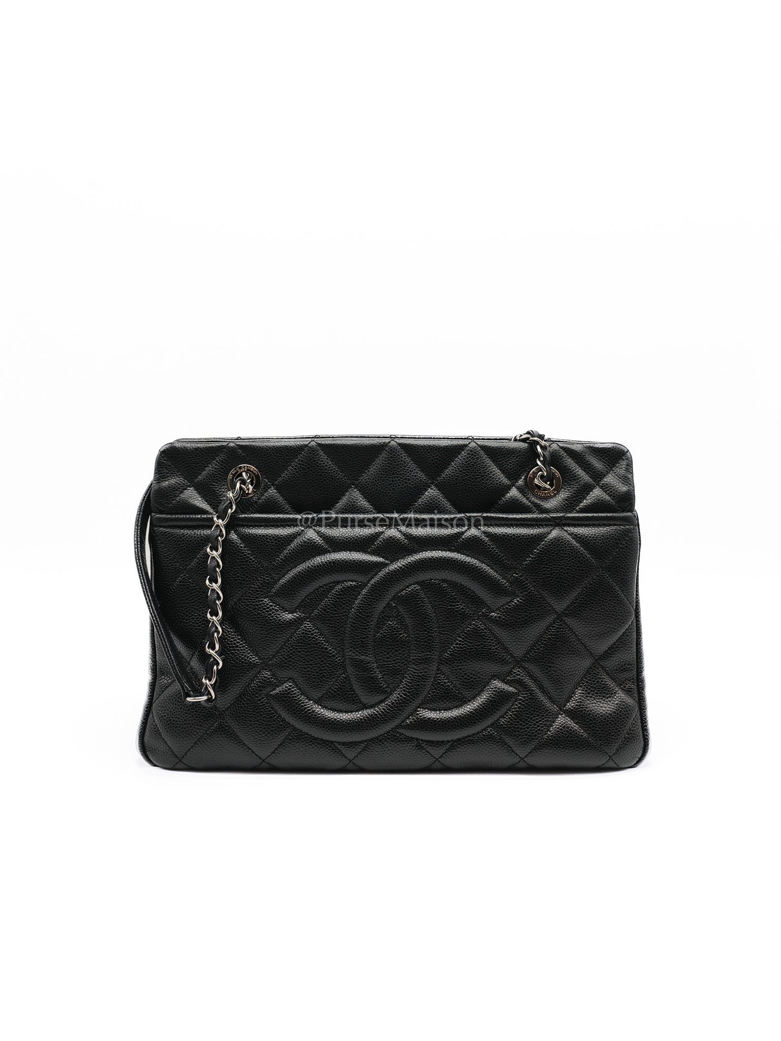 Timeless CC Tote Bag in Black Caviar Leather and Silver Hardware Series 18 | Purse Maison Luxury Bags Shop