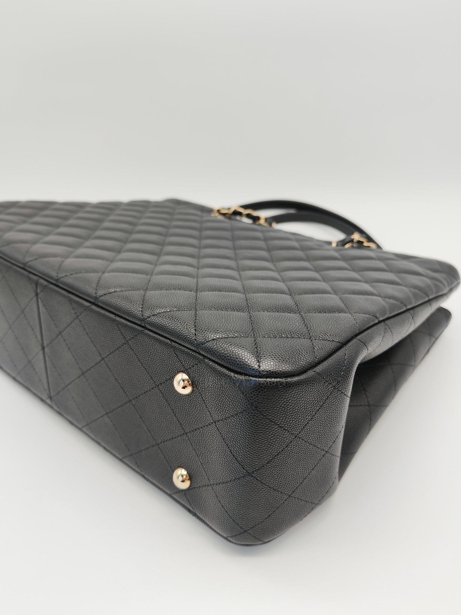 Timeless Classic Tote in Black Quilted Caviar Leather and Light Gold Hardware (Microchip) | Purse Maison Luxury Bags Shop