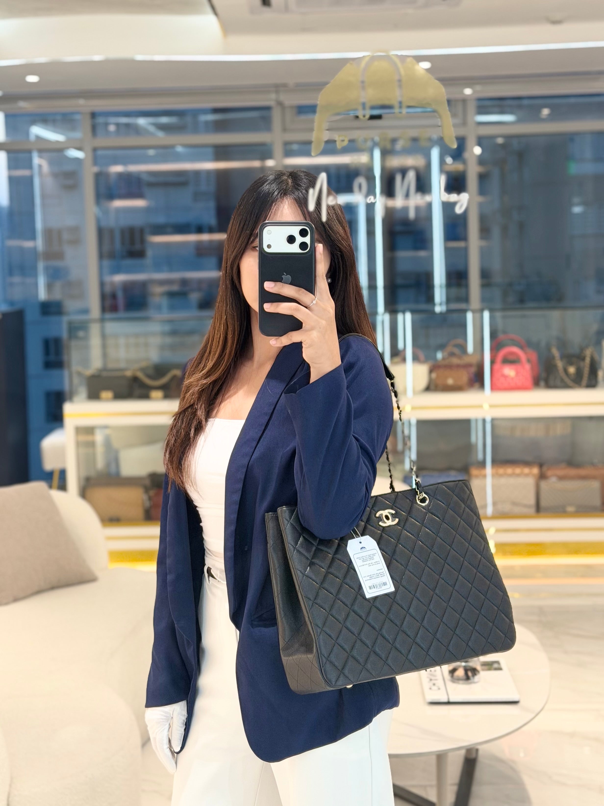 Timeless Classic Tote in Black Quilted Caviar Leather and Light Gold Hardware (Microchip) | Purse Maison Luxury Bags Shop