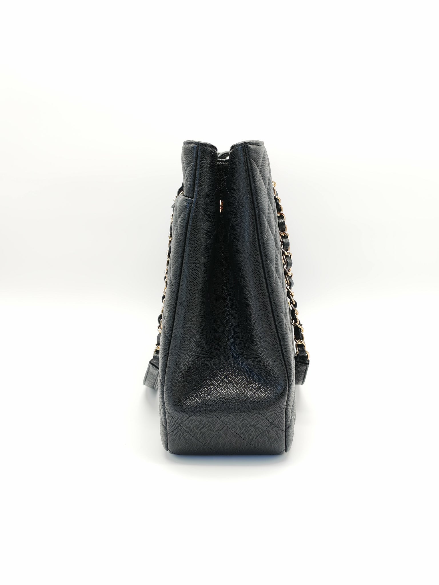 Timeless Classic Tote in Black Quilted Caviar Leather and Light Gold Hardware (Microchip) | Purse Maison Luxury Bags Shop