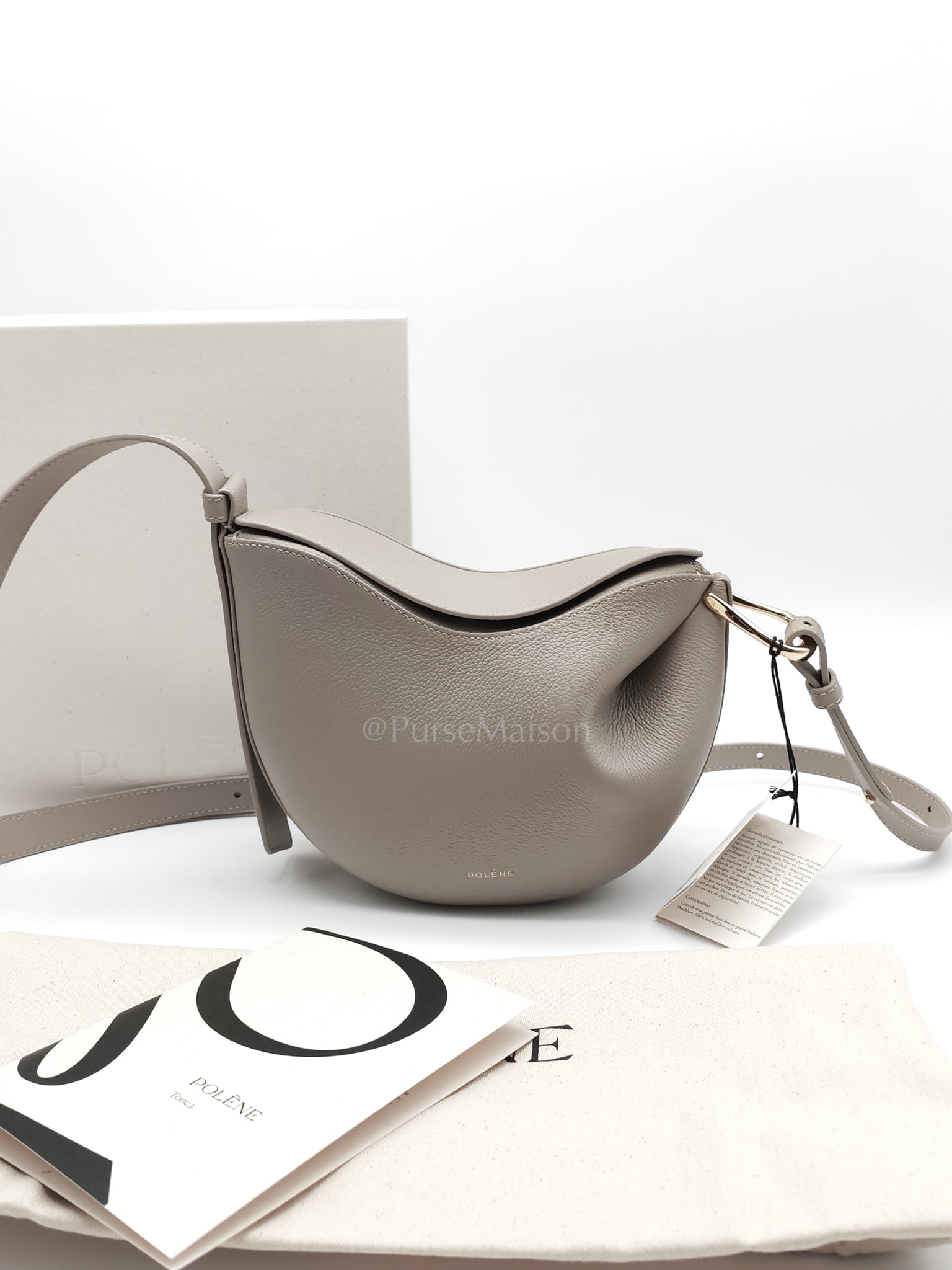 Tonca Taupe in Grained Calfskin Leather Crossbody Bag | Purse Maison Luxury Bags Shop