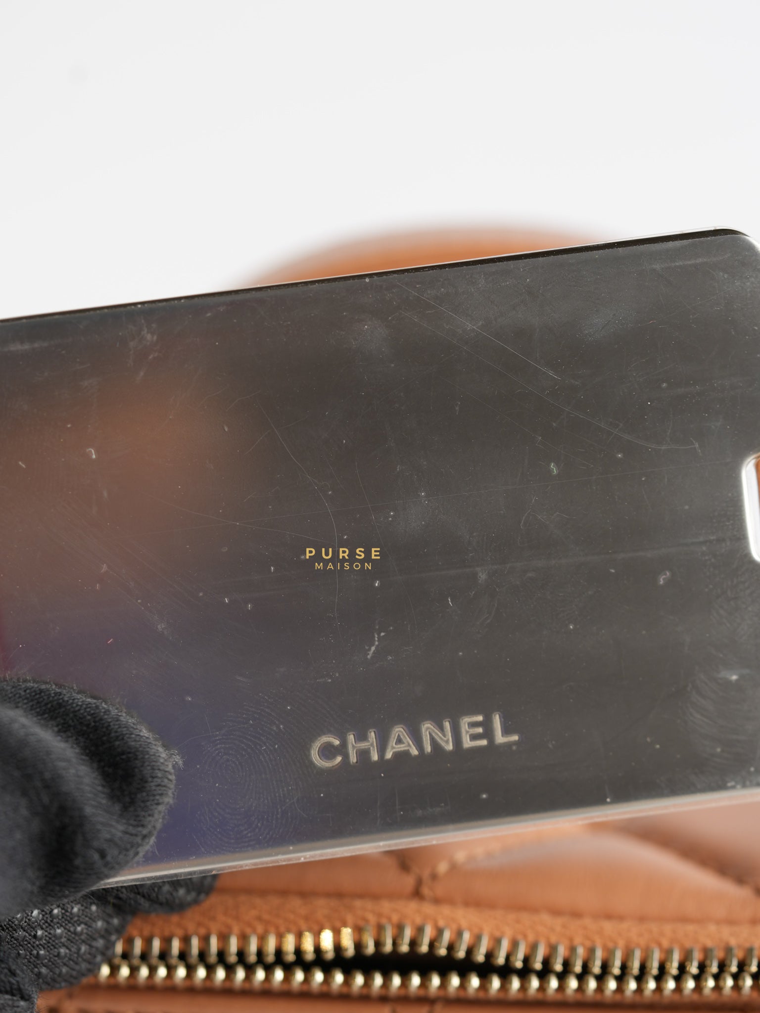 Top Handle Cargo Vanity Case Shoulder Bag Lambskin Dark Beige (Microchip) | Purse Maison Luxury Bags Shop