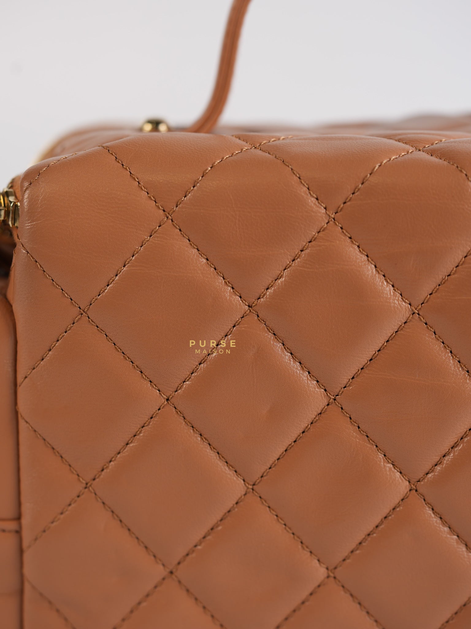 Top Handle Cargo Vanity Case Shoulder Bag Lambskin Dark Beige (Microchip) | Purse Maison Luxury Bags Shop