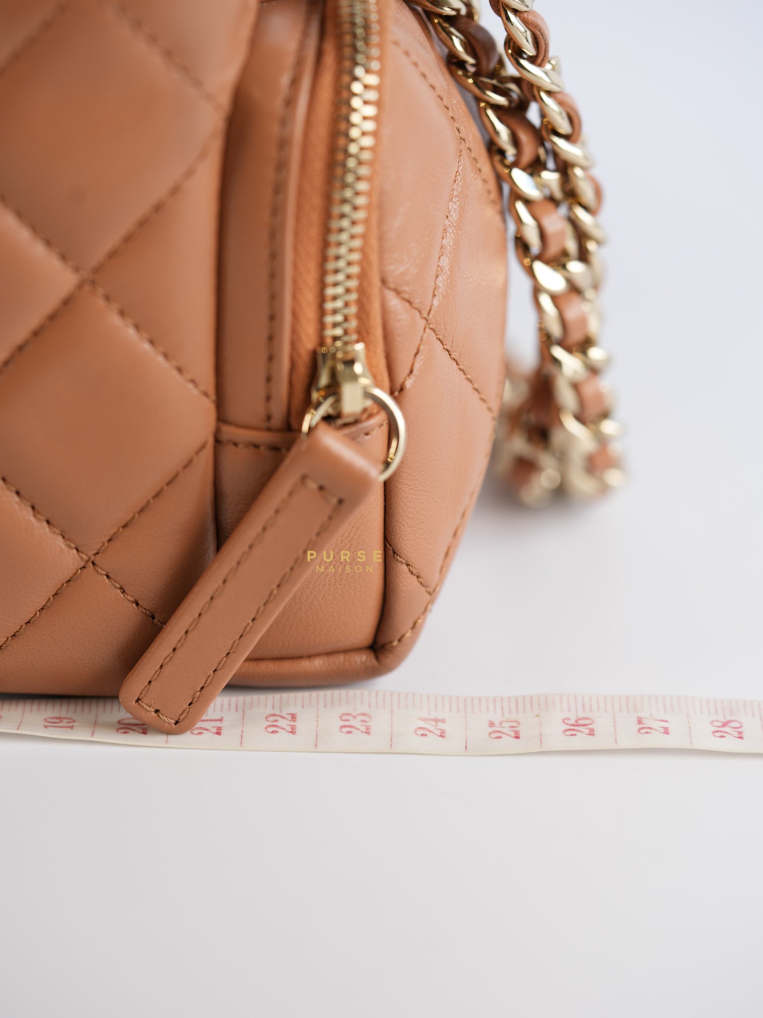 Top Handle Cargo Vanity Case Shoulder Bag Lambskin Dark Beige (Microchip) | Purse Maison Luxury Bags Shop