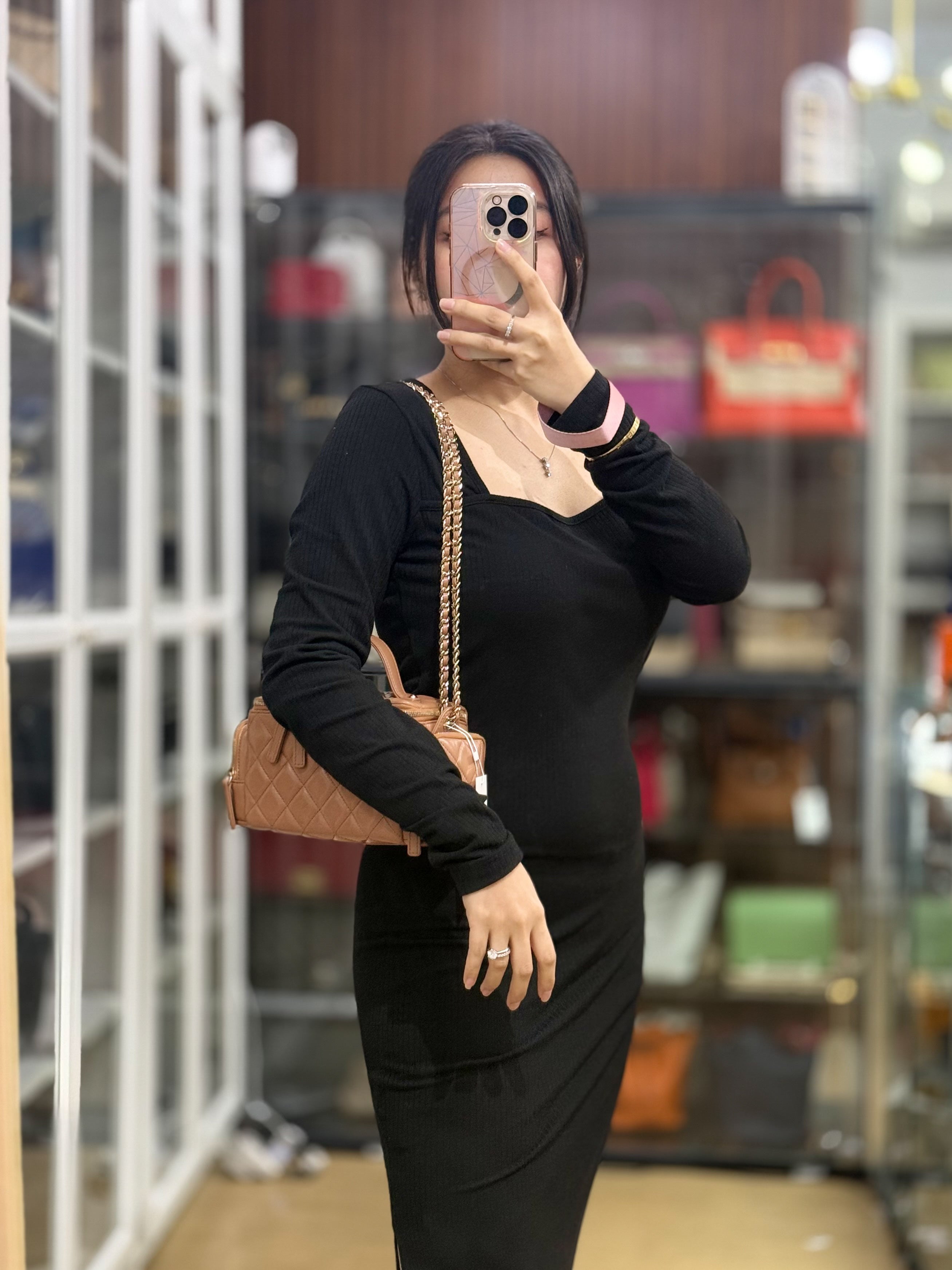 Top Handle Cargo Vanity Case Shoulder Bag Lambskin Dark Beige (Microchip) | Purse Maison Luxury Bags Shop