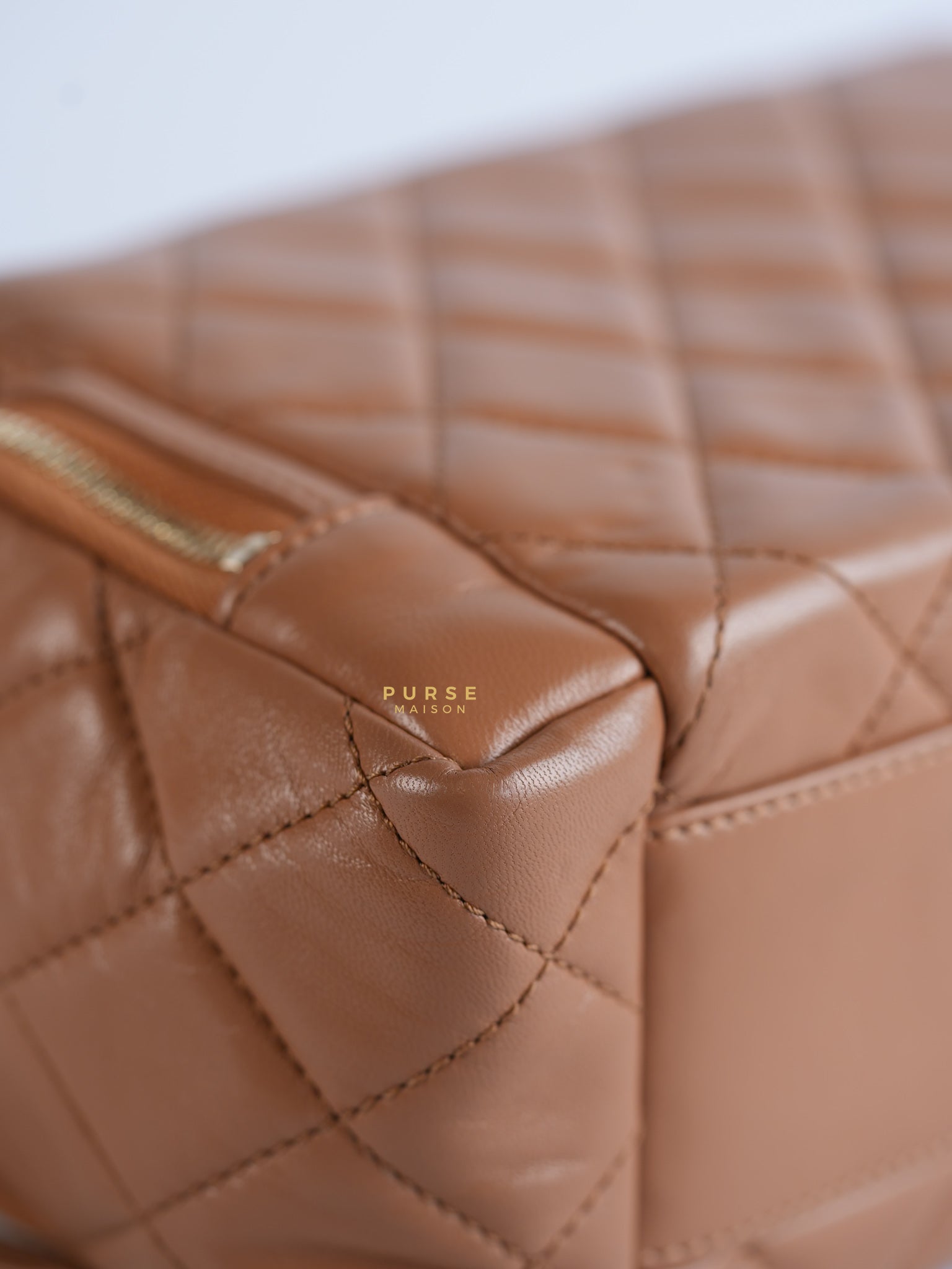 Top Handle Cargo Vanity Case Shoulder Bag Lambskin Dark Beige (Microchip) | Purse Maison Luxury Bags Shop