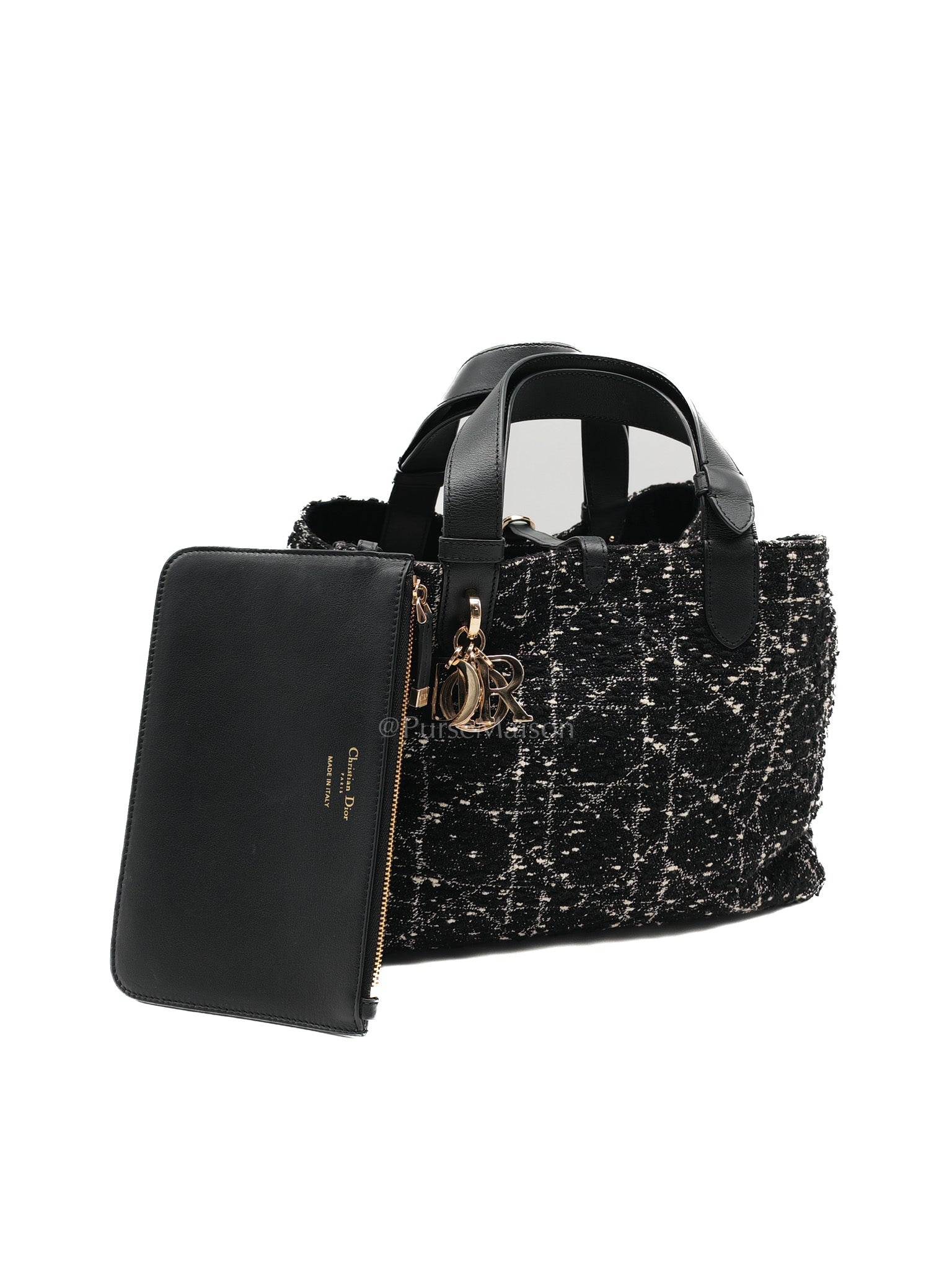 Toujours Medium in Black Calfskin and Tweed Canvas | Purse Maison Luxury Bags Shop