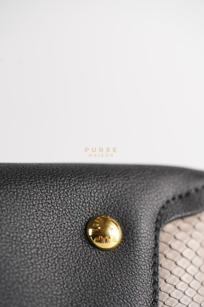Tournon Black Snake Skin Handle Taurillon Leather (Date Code: AH2195) | Purse Maison Luxury Bags Shop