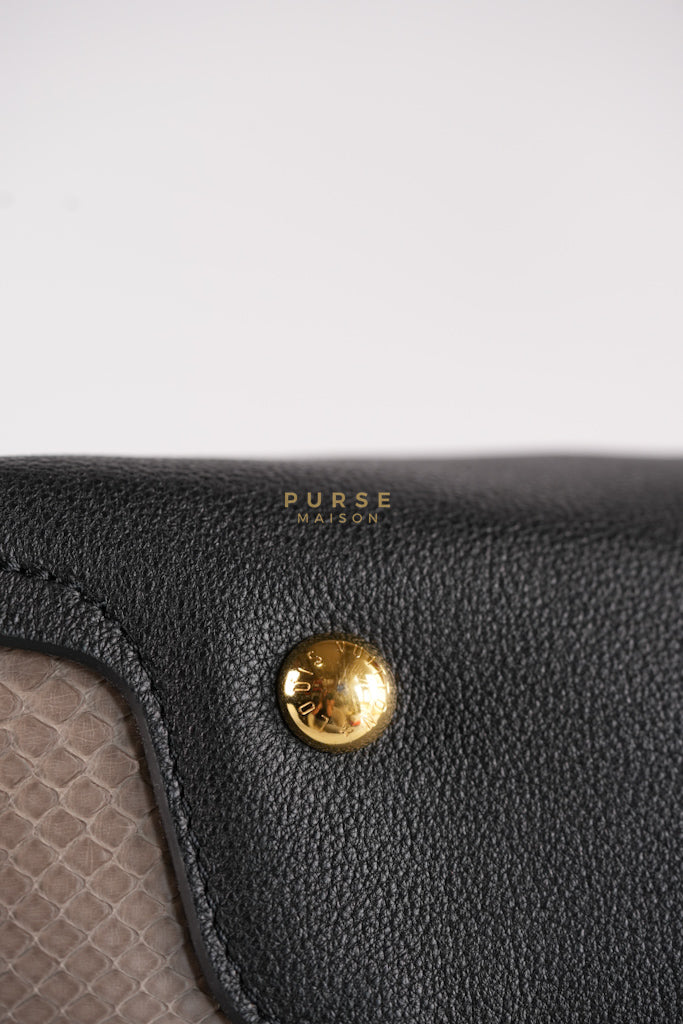 Tournon Black Snake Skin Handle Taurillon Leather (Date Code: AH2195) | Purse Maison Luxury Bags Shop