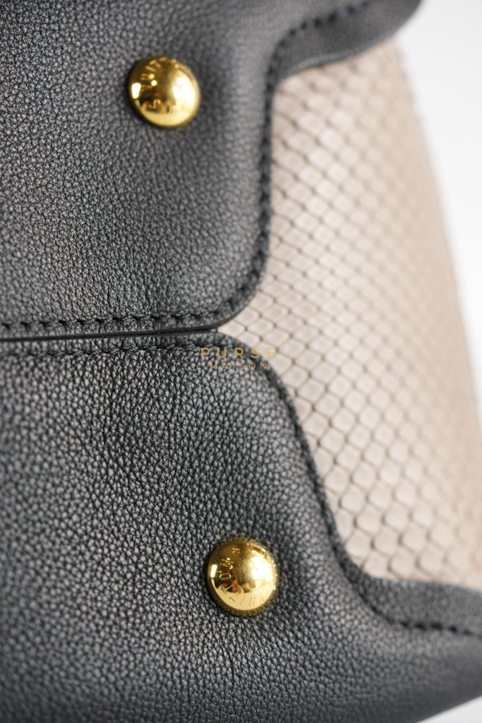 Tournon Black Snake Skin Handle Taurillon Leather (Date Code: AH2195) | Purse Maison Luxury Bags Shop