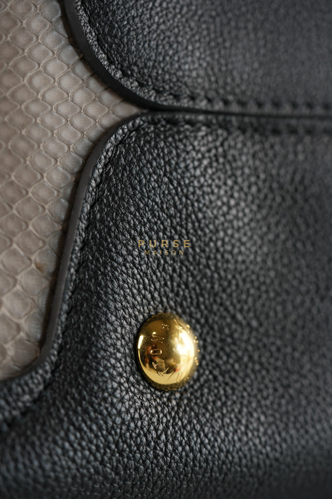 Tournon Black Snake Skin Handle Taurillon Leather (Date Code: AH2195) | Purse Maison Luxury Bags Shop