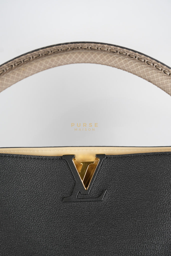 Tournon Black Snake Skin Handle Taurillon Leather (Date Code: AH2195) | Purse Maison Luxury Bags Shop