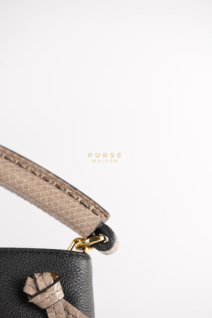 Tournon Black Snake Skin Handle Taurillon Leather (Date Code: AH2195) | Purse Maison Luxury Bags Shop