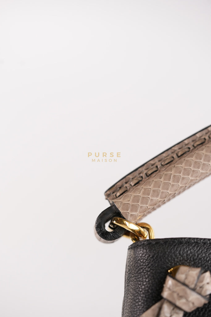 Tournon Black Snake Skin Handle Taurillon Leather (Date Code: AH2195) | Purse Maison Luxury Bags Shop