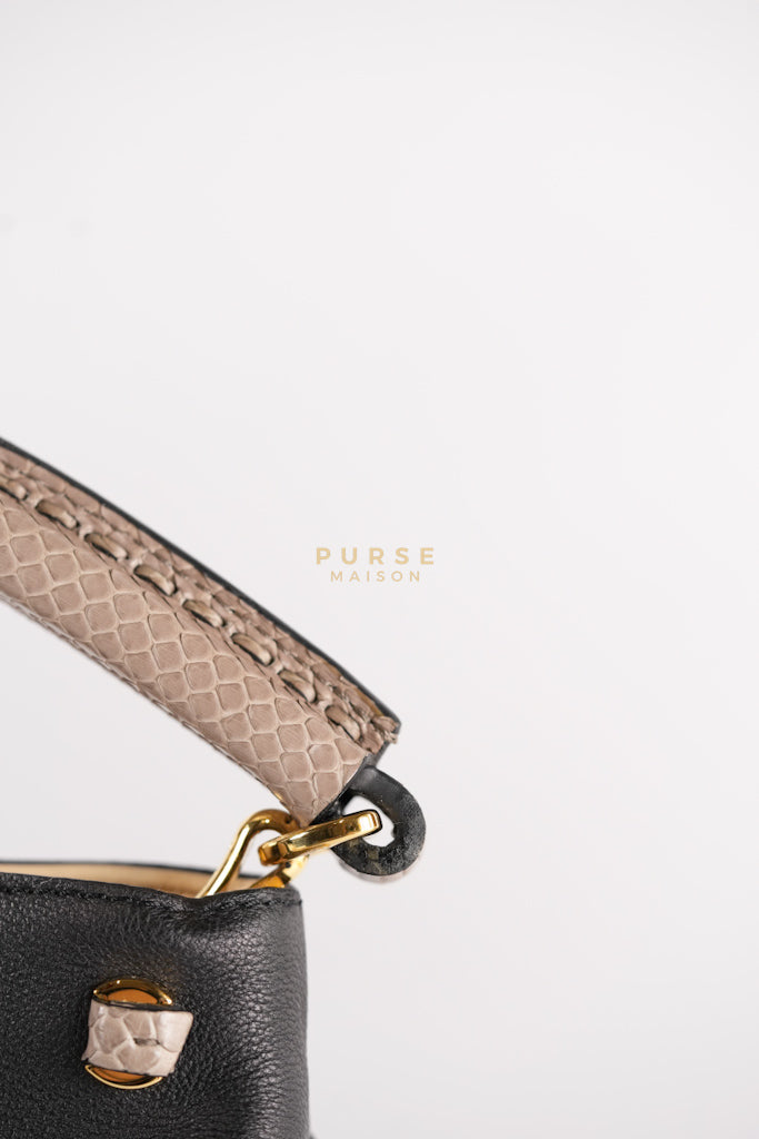 Tournon Black Snake Skin Handle Taurillon Leather (Date Code: AH2195) | Purse Maison Luxury Bags Shop