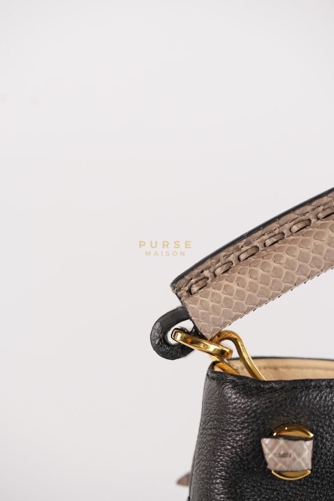 Tournon Black Snake Skin Handle Taurillon Leather (Date Code: AH2195) | Purse Maison Luxury Bags Shop