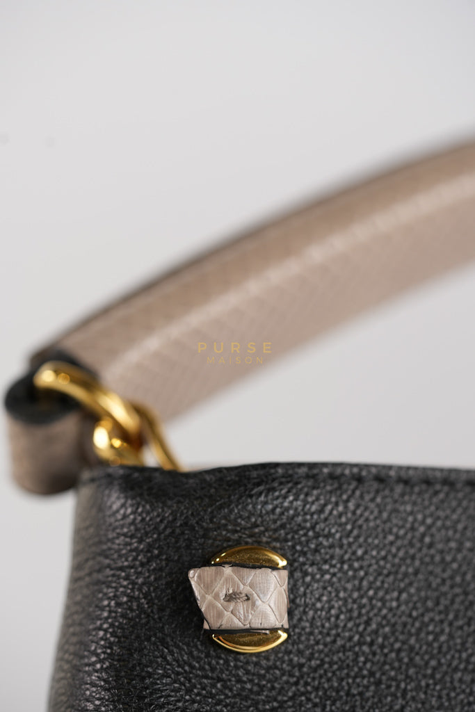 Tournon Black Snake Skin Handle Taurillon Leather (Date Code: AH2195) | Purse Maison Luxury Bags Shop
