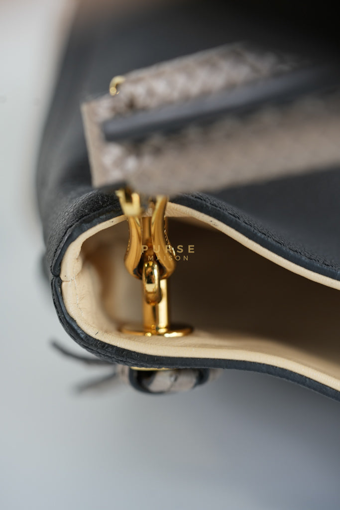 Tournon Black Snake Skin Handle Taurillon Leather (Date Code: AH2195) | Purse Maison Luxury Bags Shop