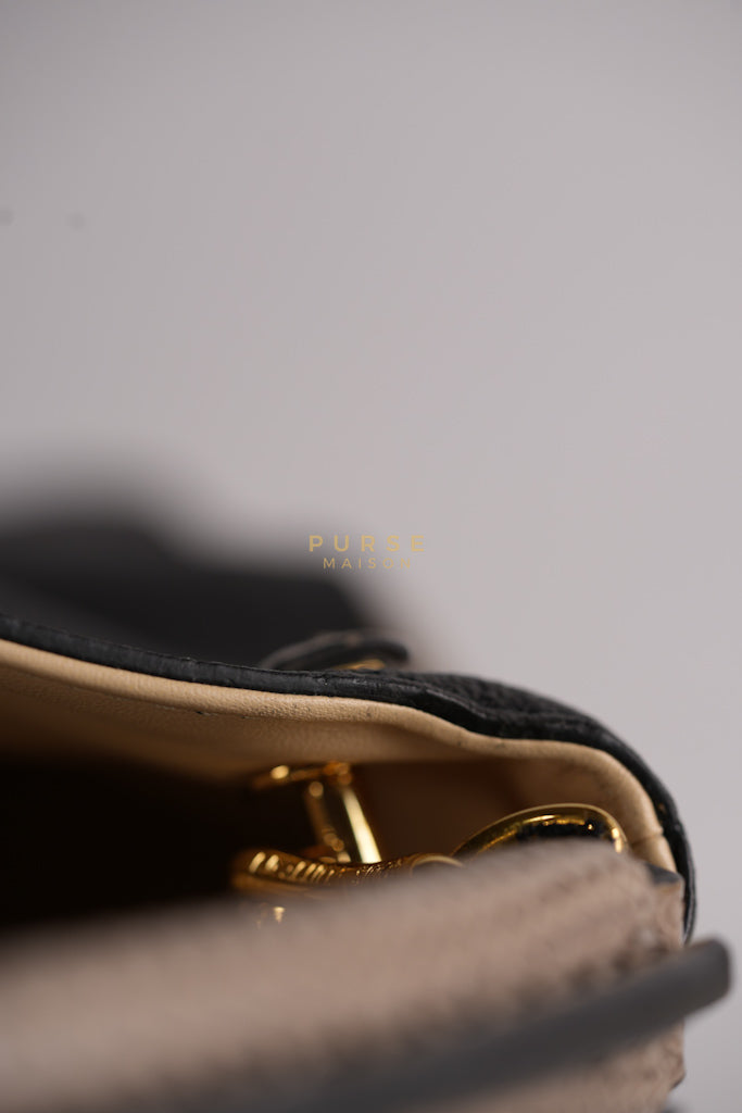 Tournon Black Snake Skin Handle Taurillon Leather (Date Code: AH2195) | Purse Maison Luxury Bags Shop