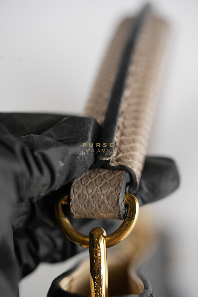Tournon Black Snake Skin Handle Taurillon Leather (Date Code: AH2195) | Purse Maison Luxury Bags Shop